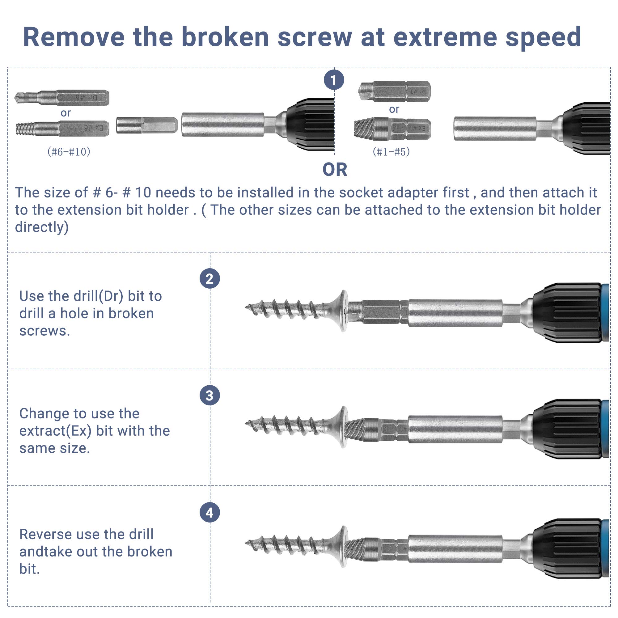 Buy 22 Pcs Damaged Screw Extractor Set, Stripped Screw Extractor Set