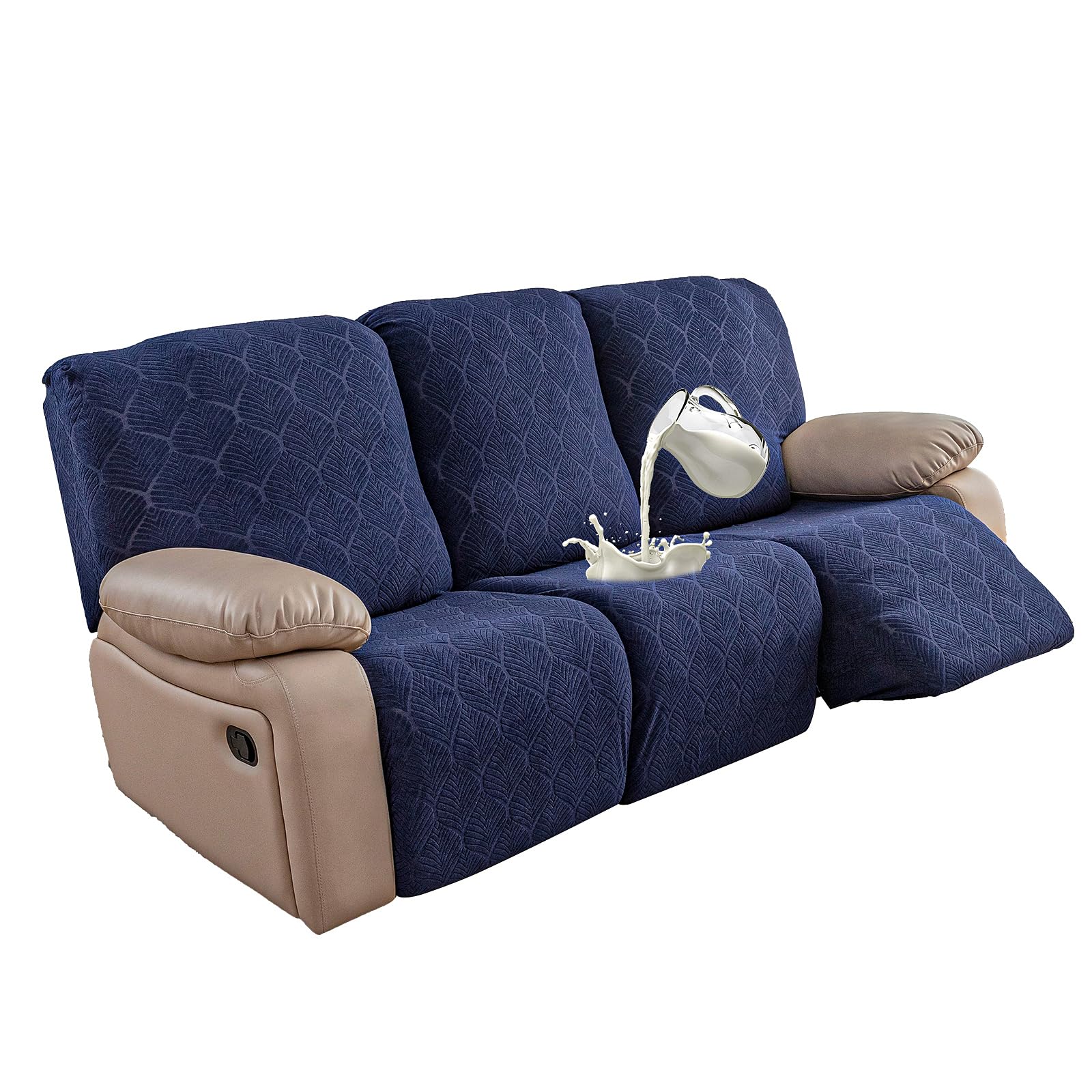 Fundas de sofá reclinable 100% impermeables, 3 piezas elásticas para sofá reclinable de 3 plazas, aptas para mascotas, fundas de muebles lavables para perros, mascotas y niños (azul marino, 3