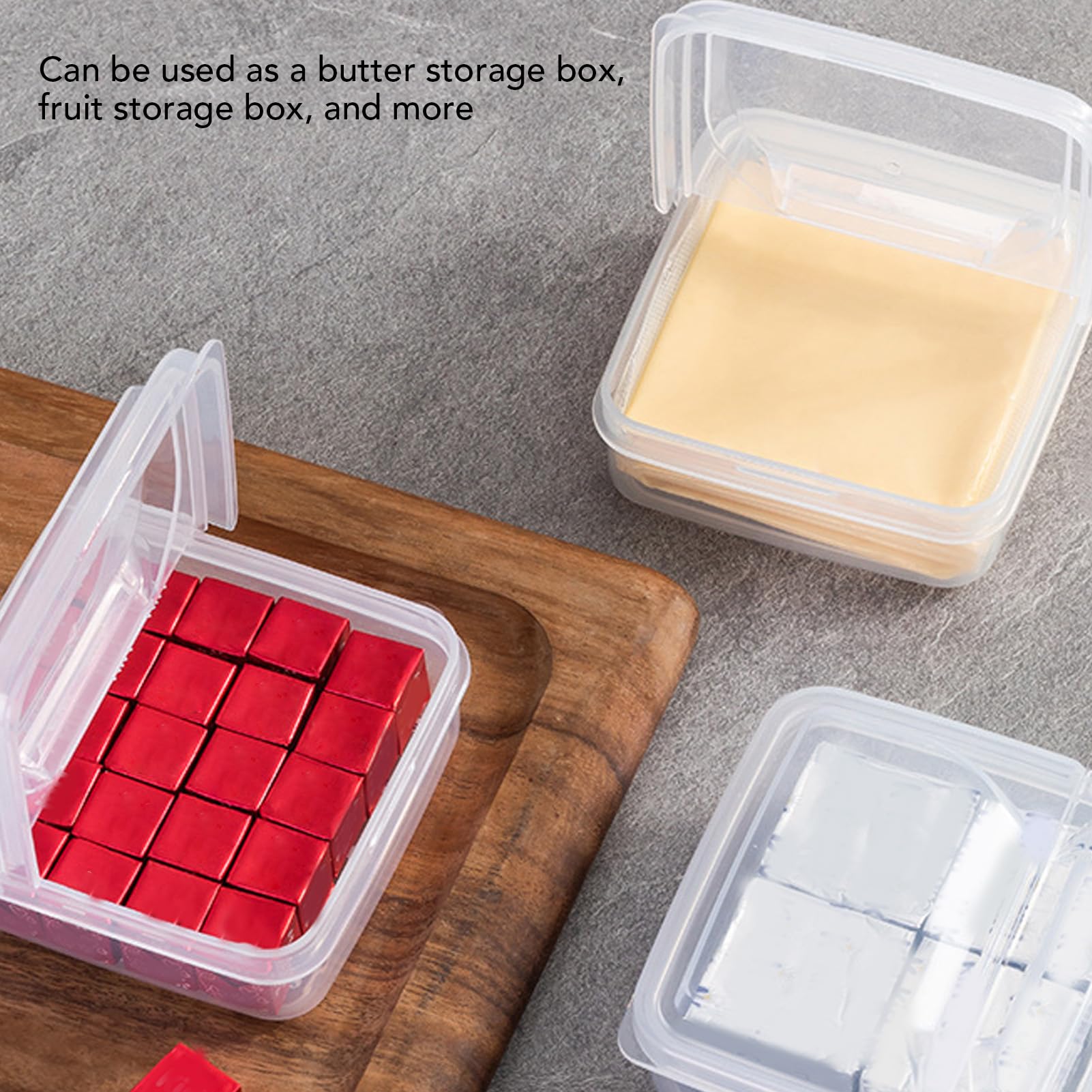 3 Pack Kaas Opslag Containers met Flip Deksels, Gesneden Kaas Container voor Koelkast, Doorzichtige Plastic Boterblok Kaas Plak Opbergdoos Draagbare Vriezer Voedsel Opslag