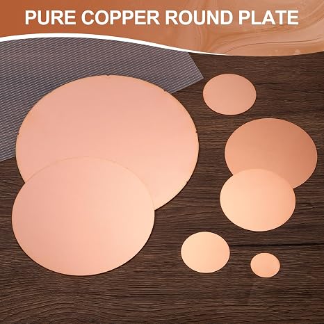 MECCANIXITY 5 Pcs Round Copper Plate, 80mm (3.15) Dia Pure Copper Sheets, 0.5mm(0.02) T2 Pure Copper Plates for Crafts, DIY, Electrical Repairs, Industrial Use