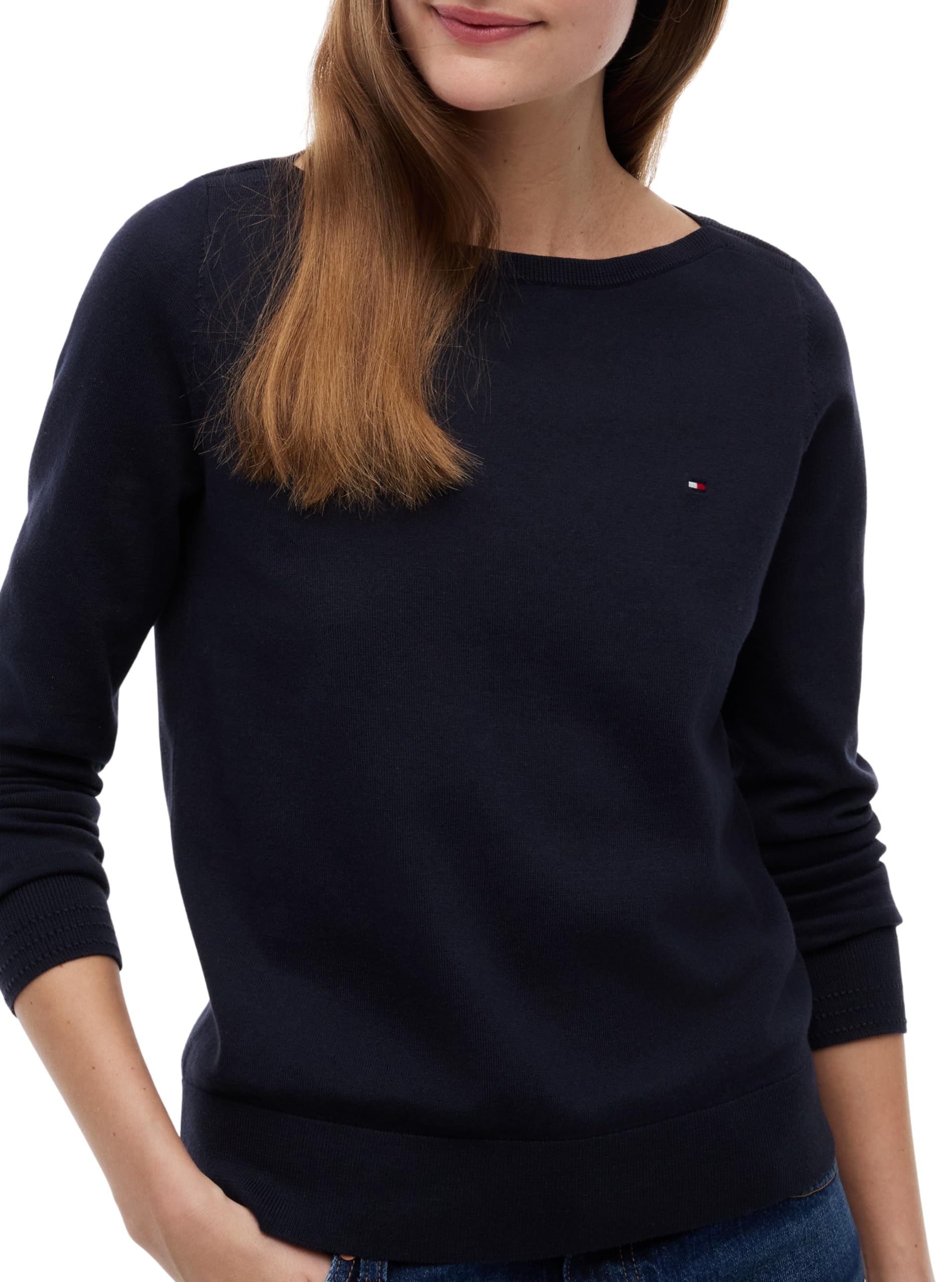Tommy Hilfiger Damen Pullover Co Jersey Stitch Sweater U-Boot-Ausschnitt
