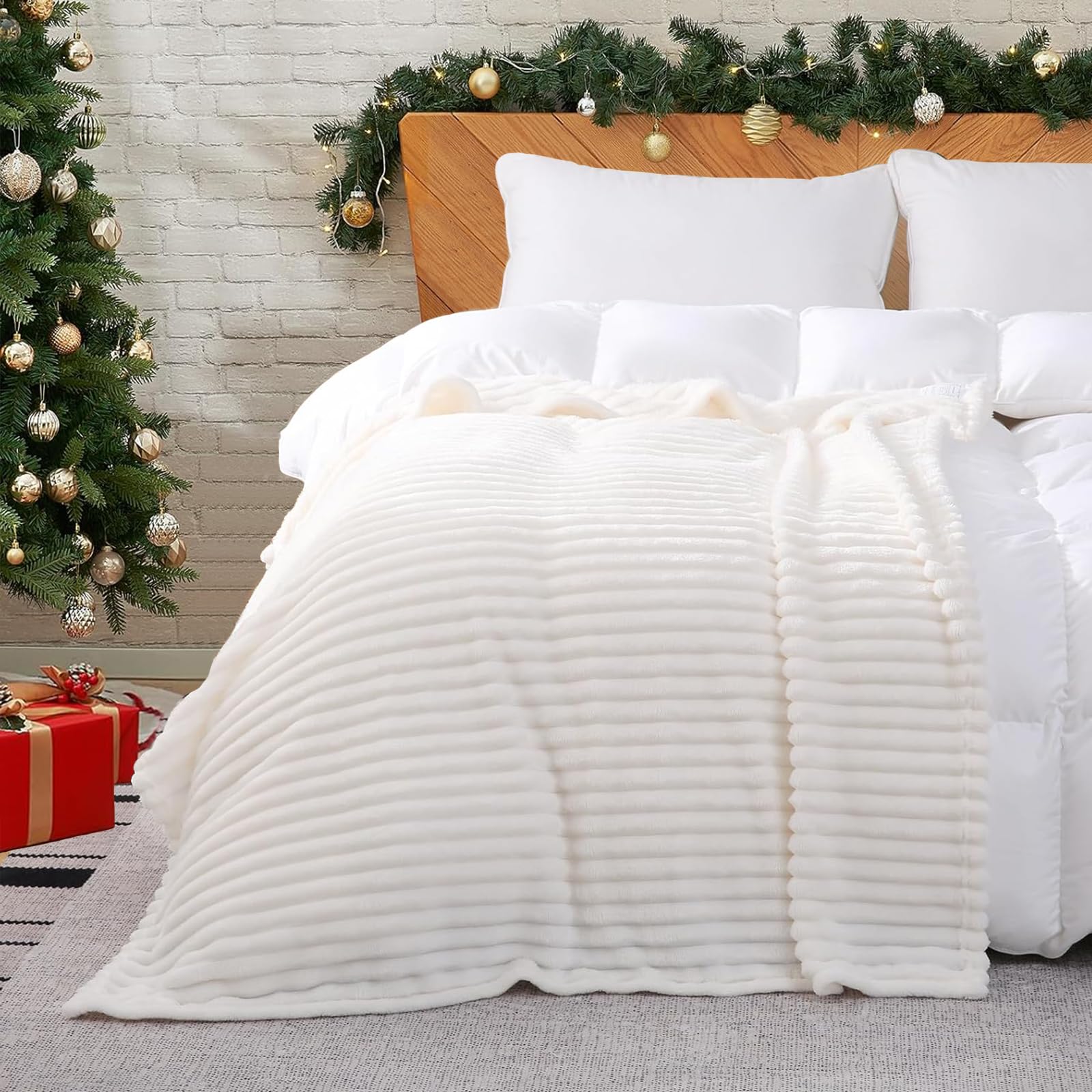 Lanqinglv Knuffeldeken, pluizige deken, beige, super warme pluche deken, woondeken, dik, flanellen deken, winter, bankdeken, sprei, voor bed, bank