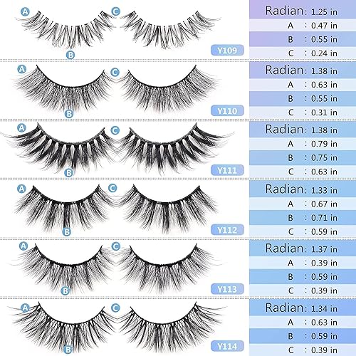 Miniatura 5 de MAGEFY 60 pares de pestañas de visón sintético de 12 estilos, aspecto natural a pestañas postizas esponjosas dramáticas con kit de aseo de cejas