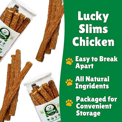 Miniatura 3 de Lucky Premium Treats Lucky Slims - Golosinas largas de pollo para perros y palitos crujientes para masticar con pollo real para perros pequeños a