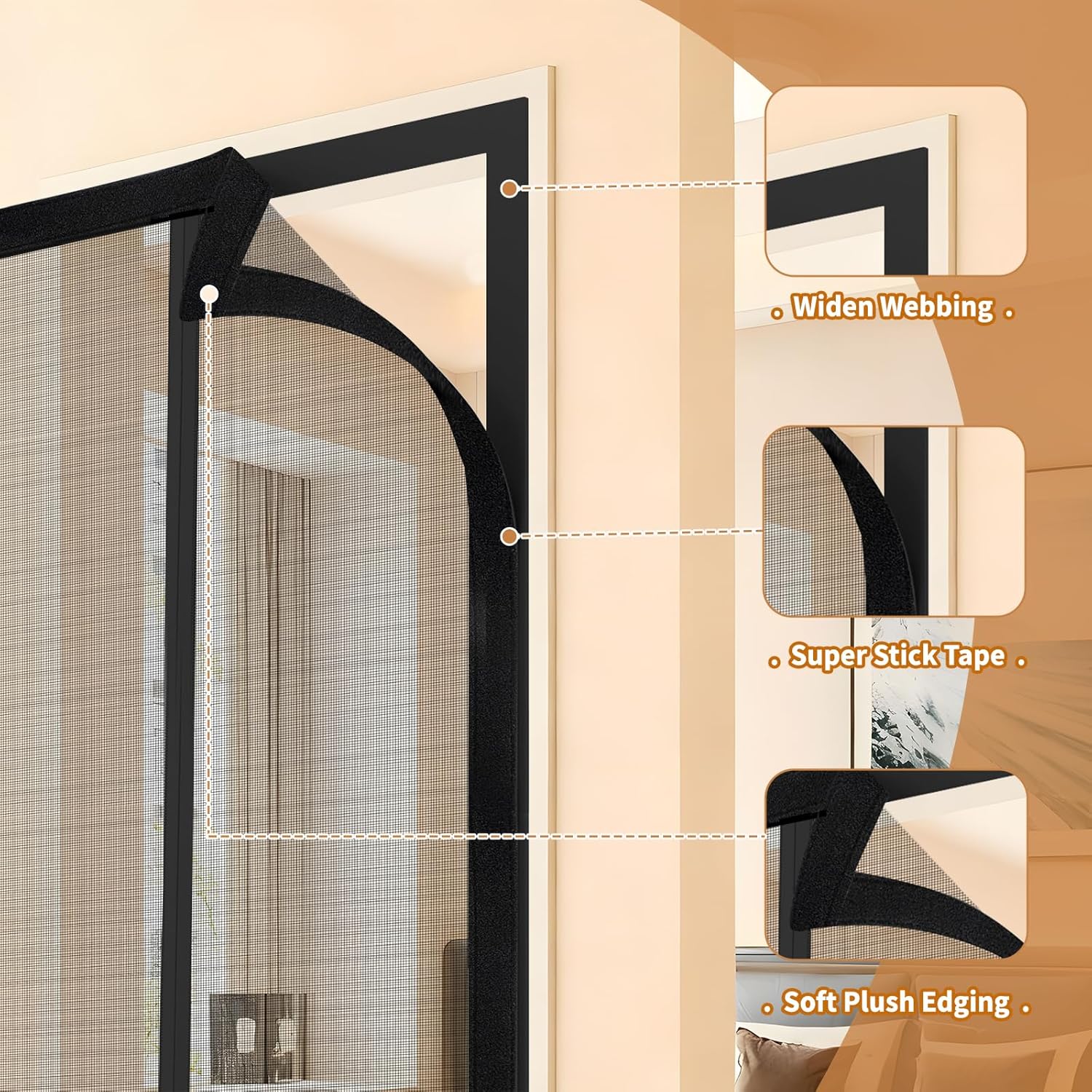 Reversible Side Opening Magnetic Screen Door for Sliding & French Doors,Upgraded PETG Mesh Anti-Tearing, Heavy Duty & Strong Magnetic, Pet and Kid Friendly - Screen Door 74"x82"