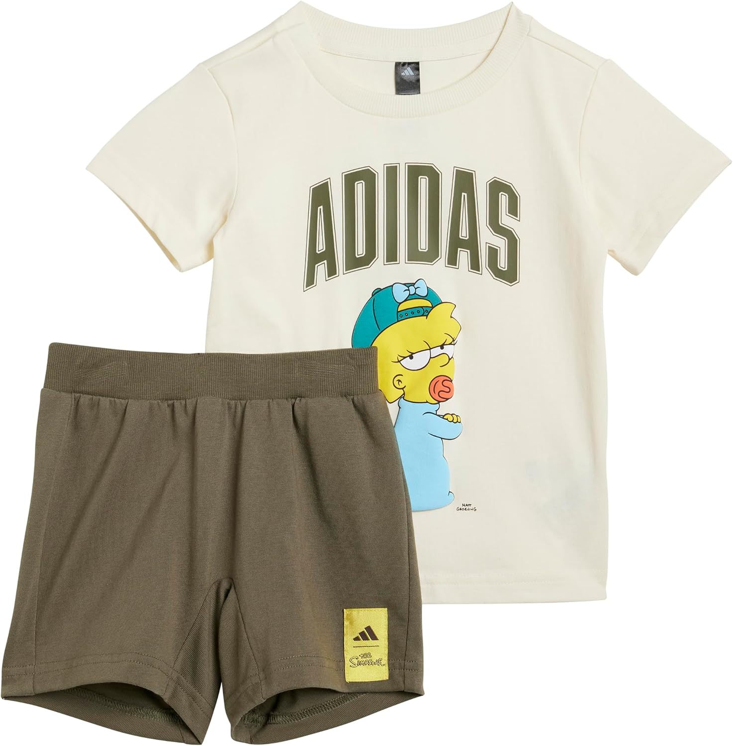 adidas Unisex-Baby The Simpsons T-Shirt Set, Cream White, 18 Months