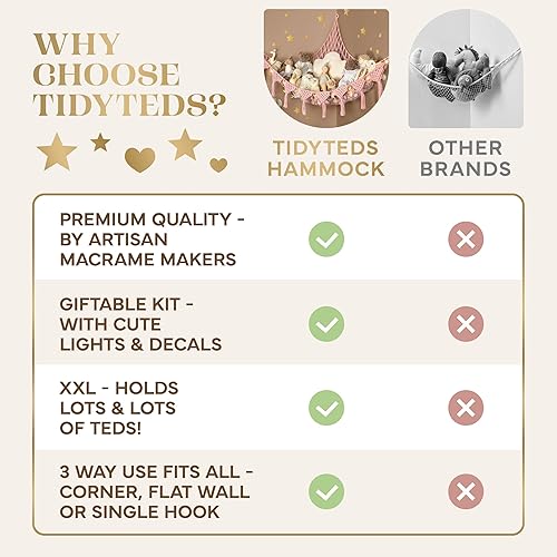 Miniatura 3 de Hamaca para Animales de Peluche Esquina | Resistente Red de Animales de Peluche Artesanal | Soporte para Peluche de 4mm con Cordón de Macramé Doble