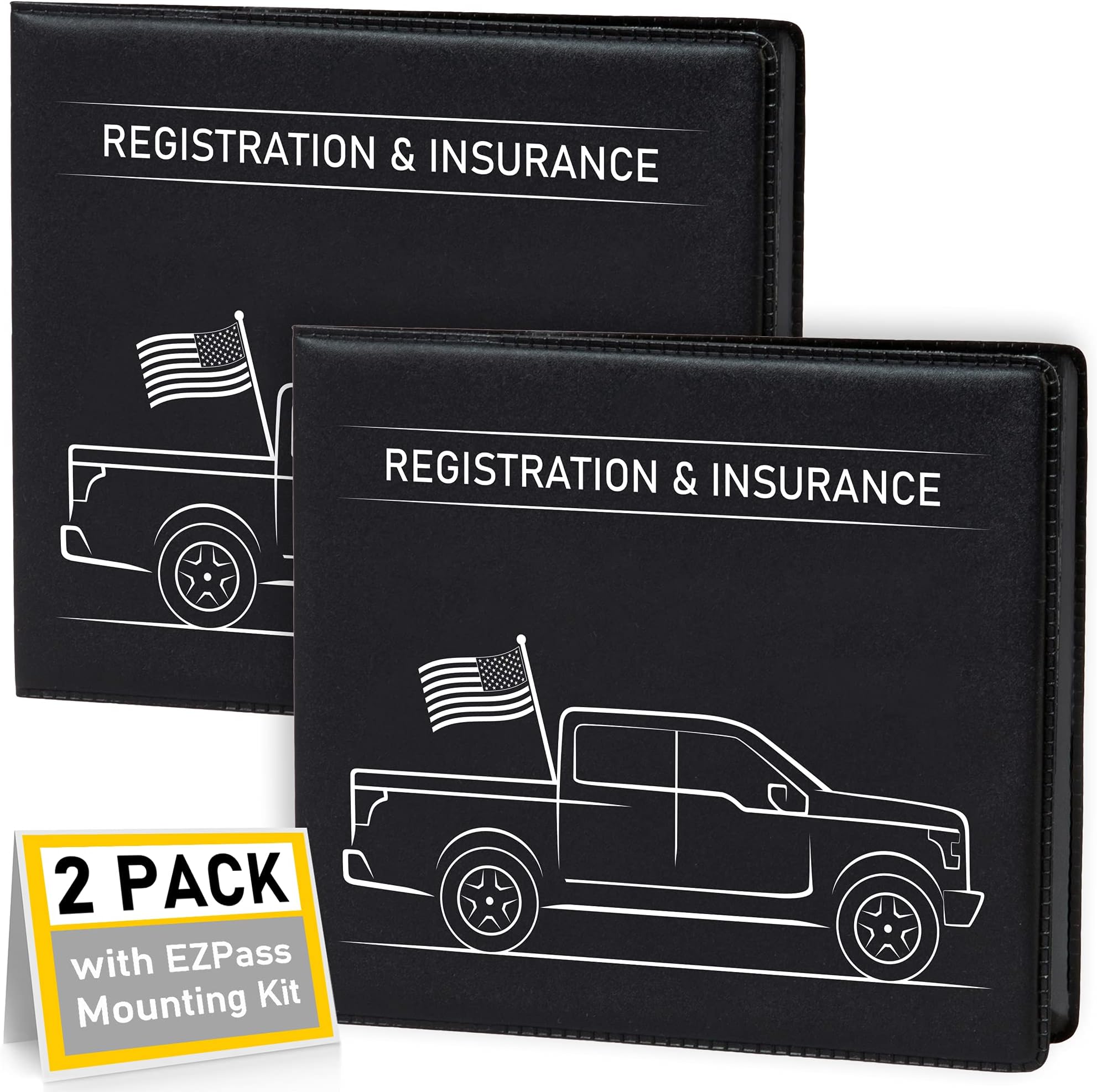 CANOPUS Auto Accessory Document Holder, 2 Pack (Black, PVC, Portable, EZ Pass Compatible)