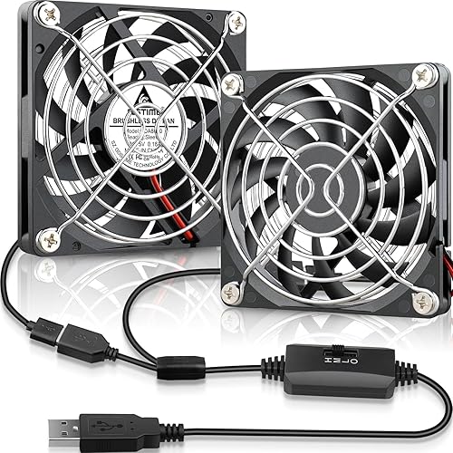 Vista 36 de GDSTIME Paquete de 2 ventiladores USB silenciosos de 1.575 pulgadas con 3 controles de velocidad, mini ventilador de carcasa de computadora sin