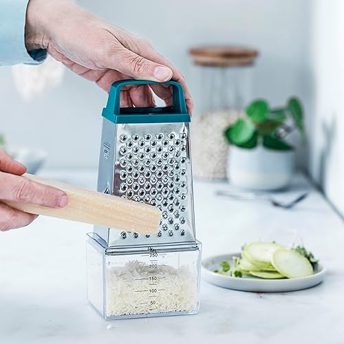 Miniatura 3 de Lacor - 61363  Rallador de cocina con recipiente de acero inoxidable, incluye recipiente para alimentos de 8.5 fl oz, 4 lados de corte fino, medio,