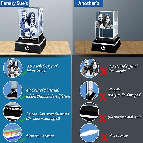 Miniatura 4 de Fanery Sue Foto de cristal 3D personalizada, regalos personalizados para ella, padre, madre, esposa, marido, gran regalo personalizado con tu propia