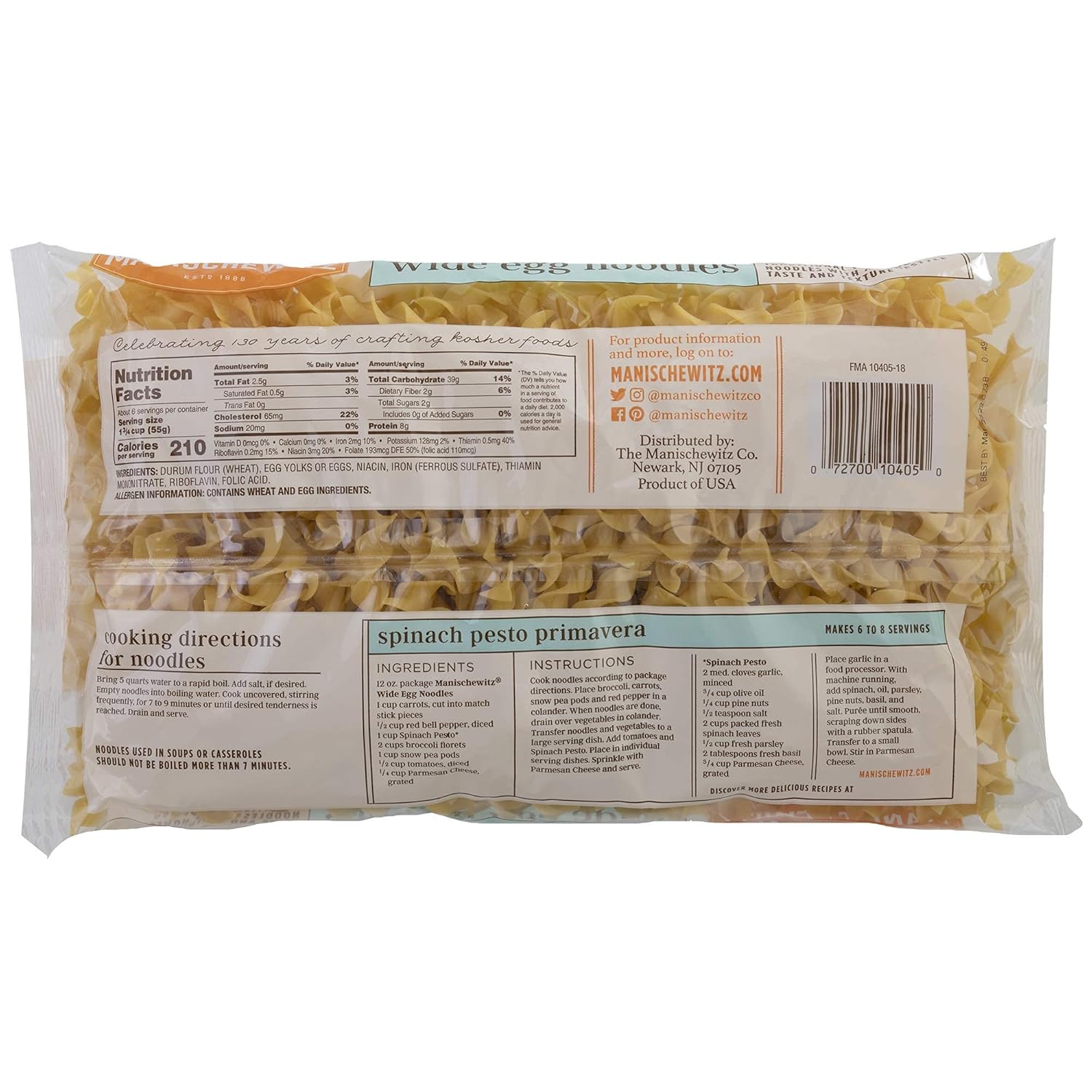 MANISCHEWITZ Wide Egg Noodles, 12-Ounce Bags (Pack of 12)