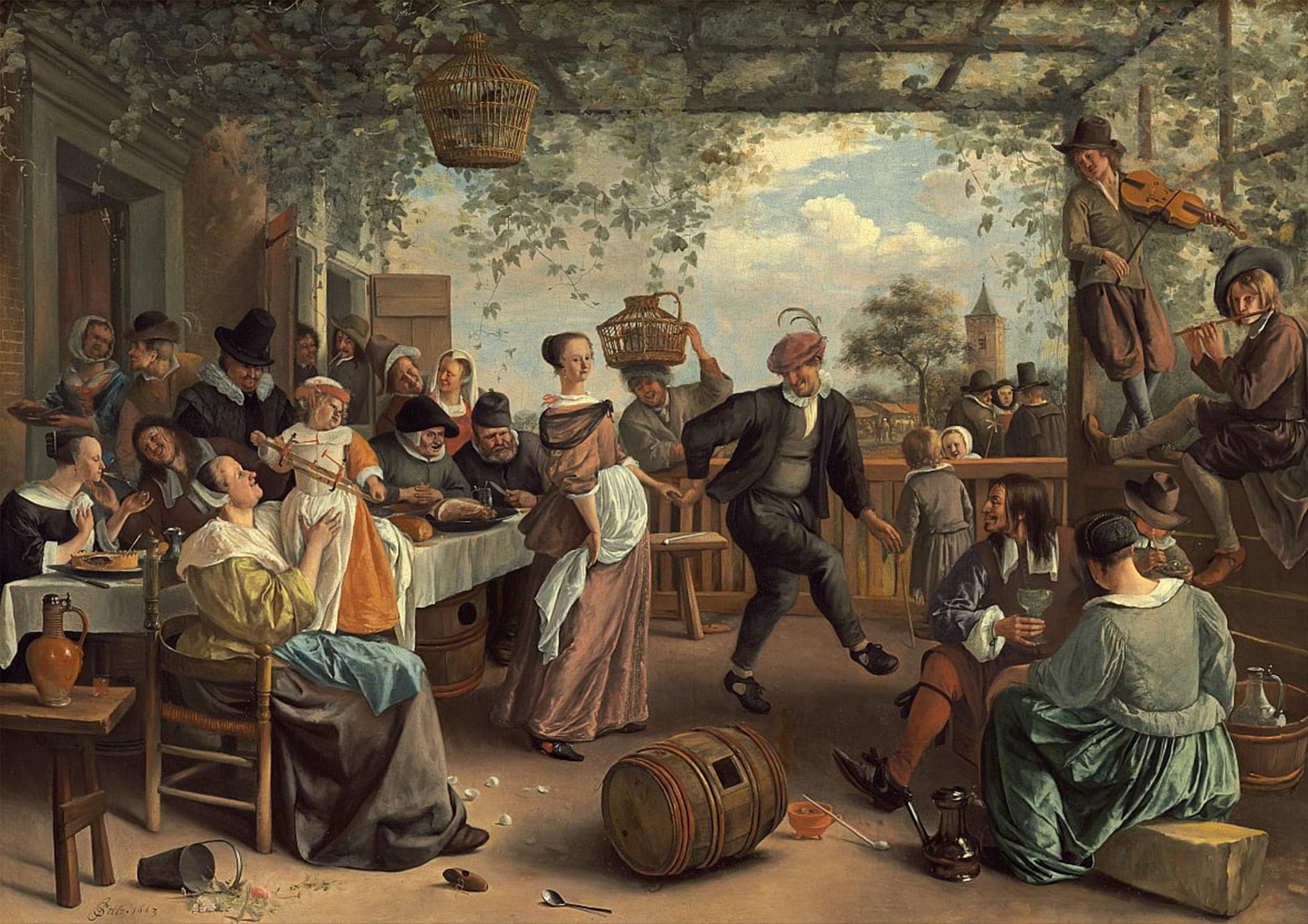 SERENDIPITP Vintage Wall Art Canvas Nordic Poster Canvas Print Picture the Dancing Couple by Jan Havickszoon Steen Wall Art Poster for Home Decor 60x90cm
