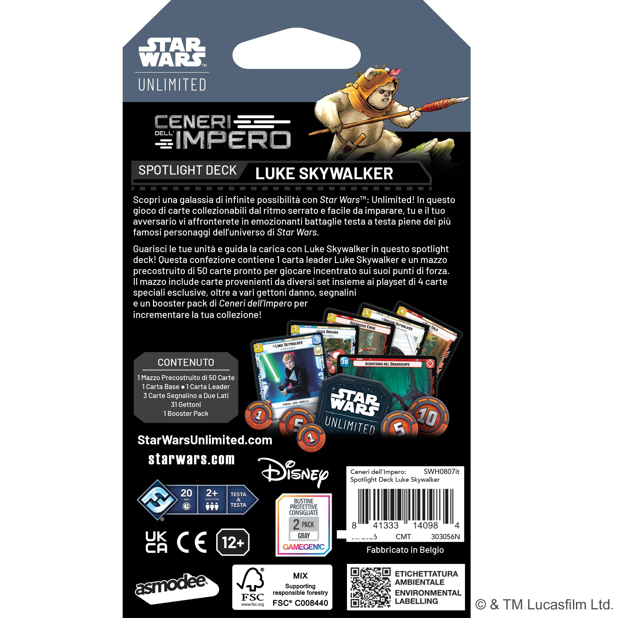 Asmodee – SWU – CENERI DELL'IMPERO: SPOTLIGHT DECK LUKE SKYWALKER | Gioco di Carte Collezionabili FFG Star Wars: Unlimited con Carte Esclusive - 2+ Giocatori – 12+ Anni – 20 Min. – Ed. Italiana