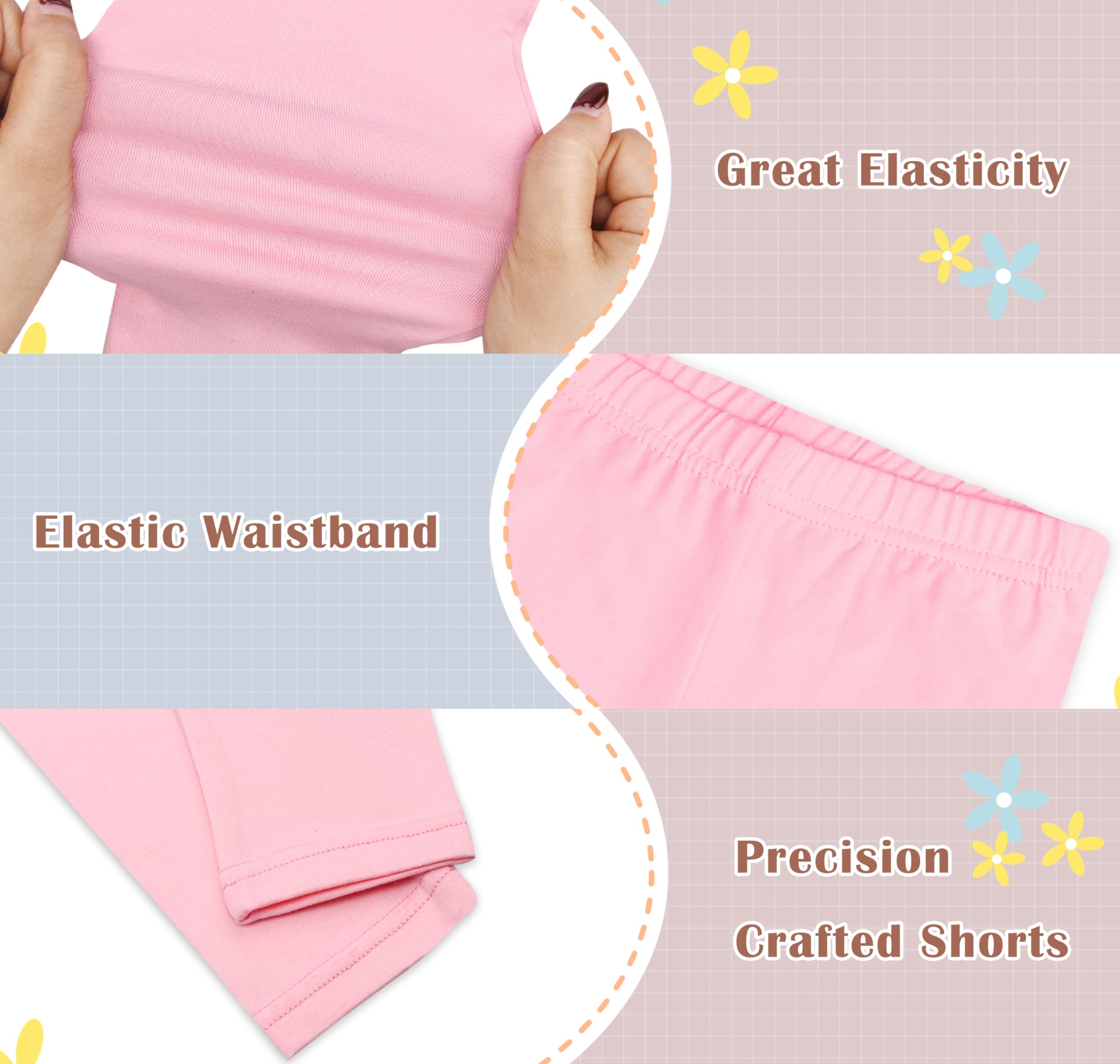 FEQO 4er-Pack Mädchen-Leggings aus Baumwolle, volle Länge, Stretch-Leggings, fußlos, enge Hosen