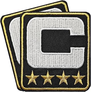 Captain Patches, Embroidered Captain Iron on Patches for Footbal Baseball Softball Soccer Basketball Hockey Team, Black Pack of 2