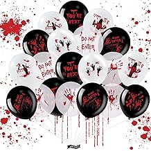 54PCS Halloween Balloons Bloody Balloons Black White Red Blood Splatter Balloons Handprint Latex Balloons Horror Zombie Latex Balloons Halloween Party Favor Scary Party Decoration