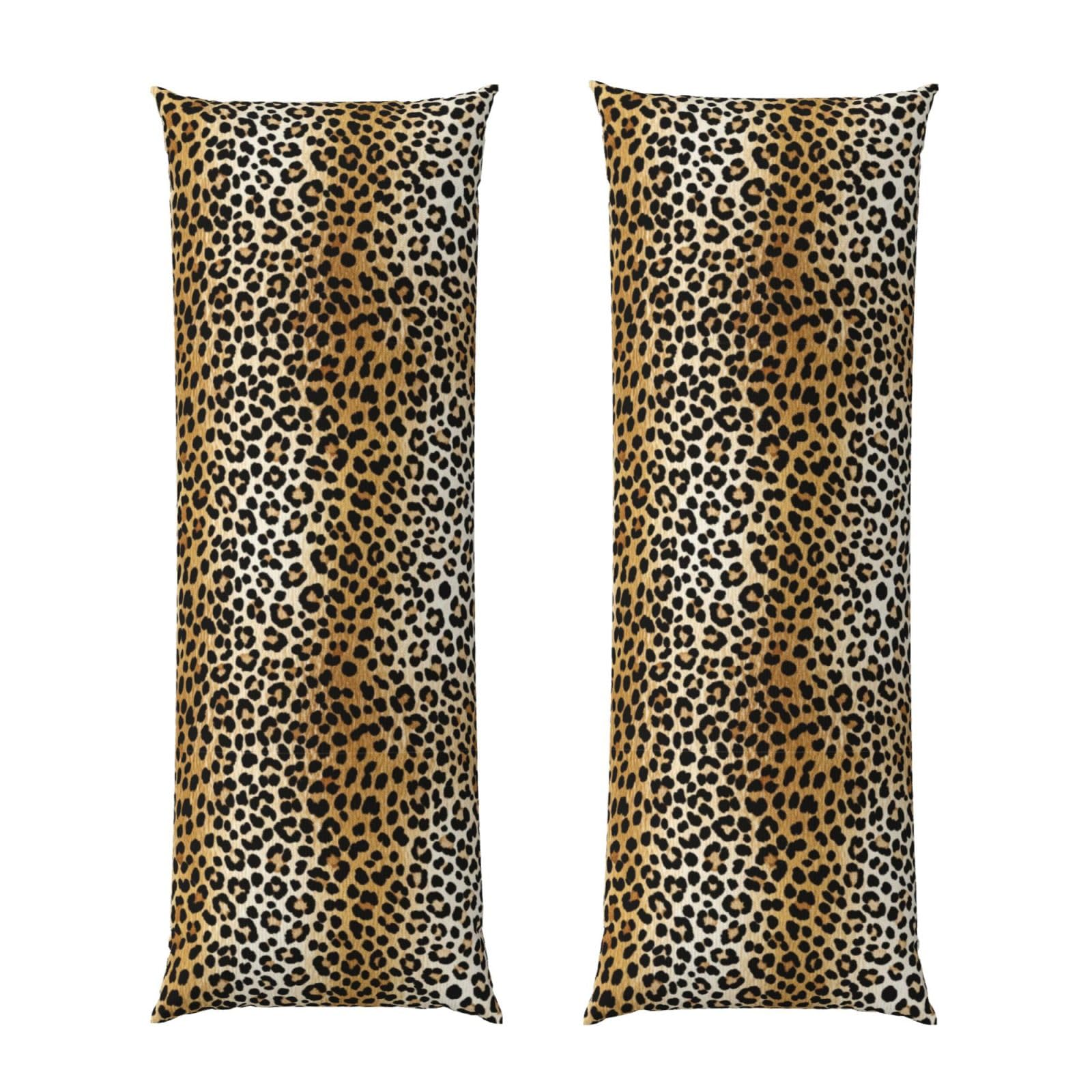 Body Pillow Cover 20x54, Animal Leather Cheetah Skin Gold Leopard Print, Decorative Zippered Pillowcase, Soft Cozy Flannel Fabric, Cushion Case for Couch Sofa Bedroom Home Decor