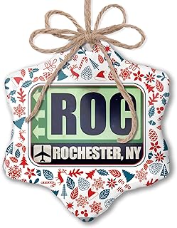 Christmas Ornament Airportcode ROC Rochester, NY Red White Blue Xmas