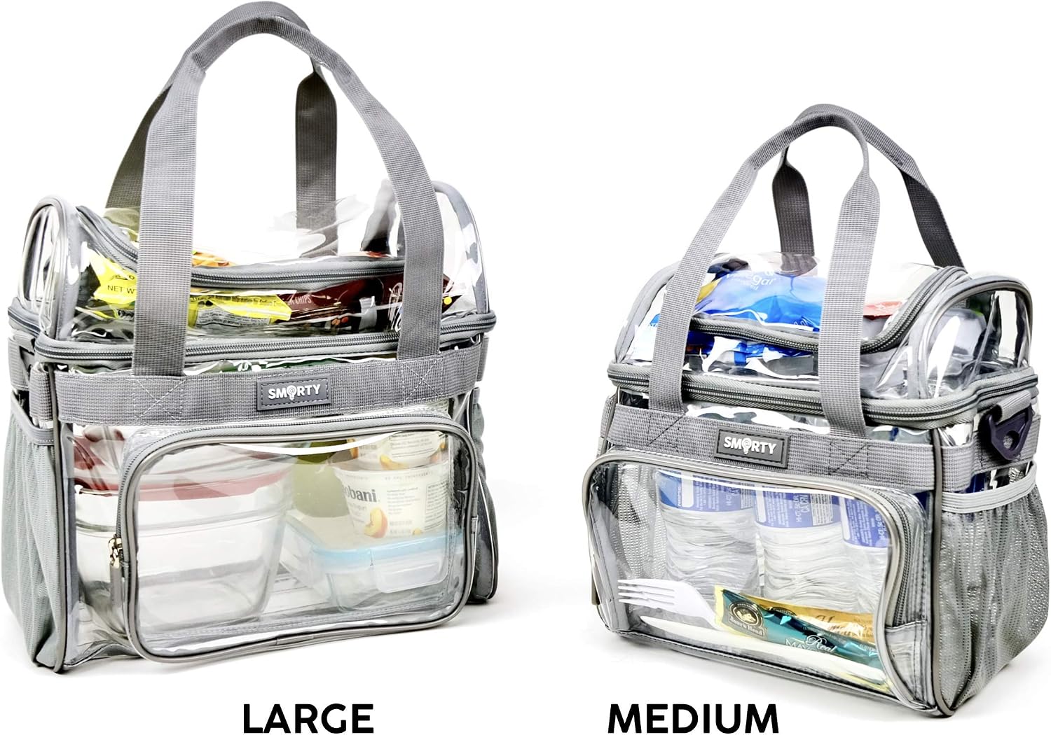Small Heavy Duty Clear Lunch Tote Stadium Bag Approved Durable Crossbody Makeup Cosmetic Box Football Basketball Baseball Games Concerts Men Women School Work (Silver Gray, 10 x 9.5 x 6)