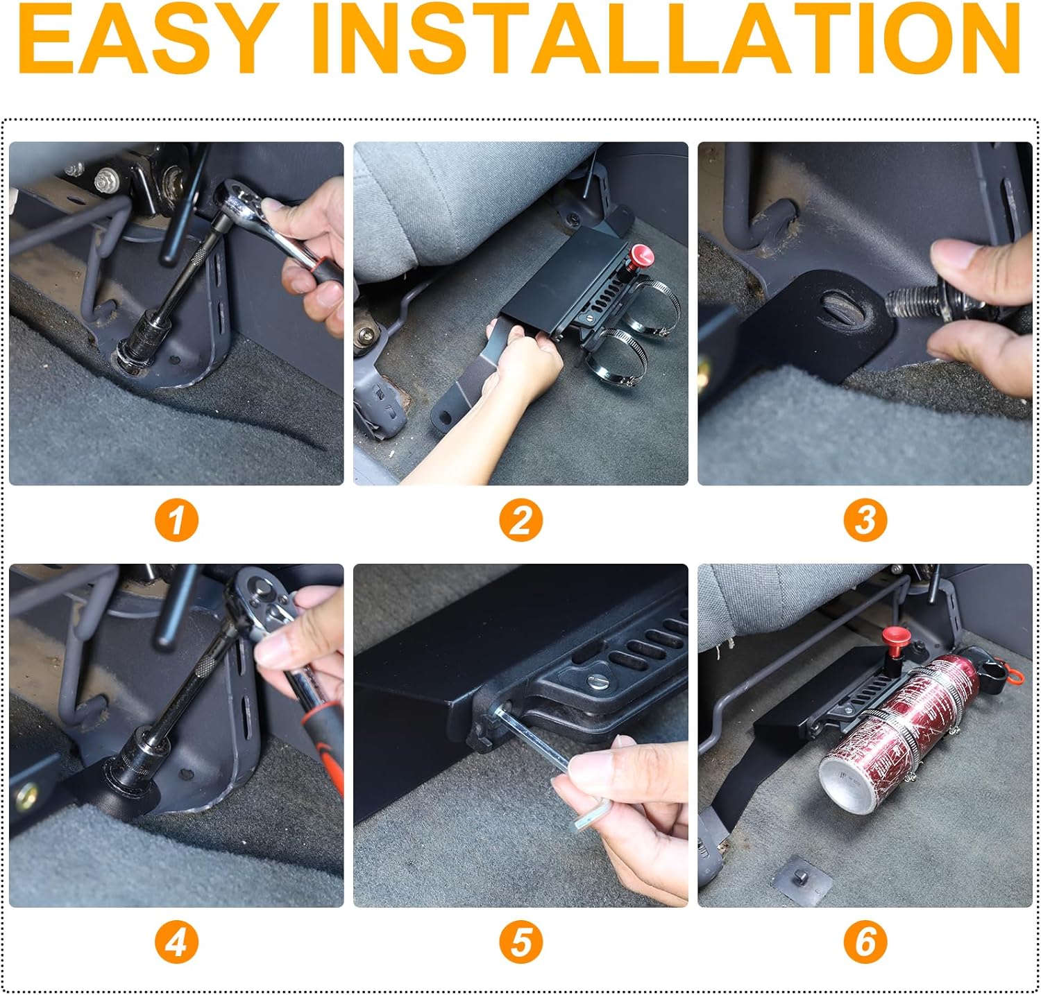 Quick Release Fire Extinguisher Holder Mount Compatible with Honda Pilot 2003-2008 Accessories, Co-Pilot Under Seat Adjustable Roll Bar Fire Extinguisher Mounting Bracket Holder, Aluminum Alloy