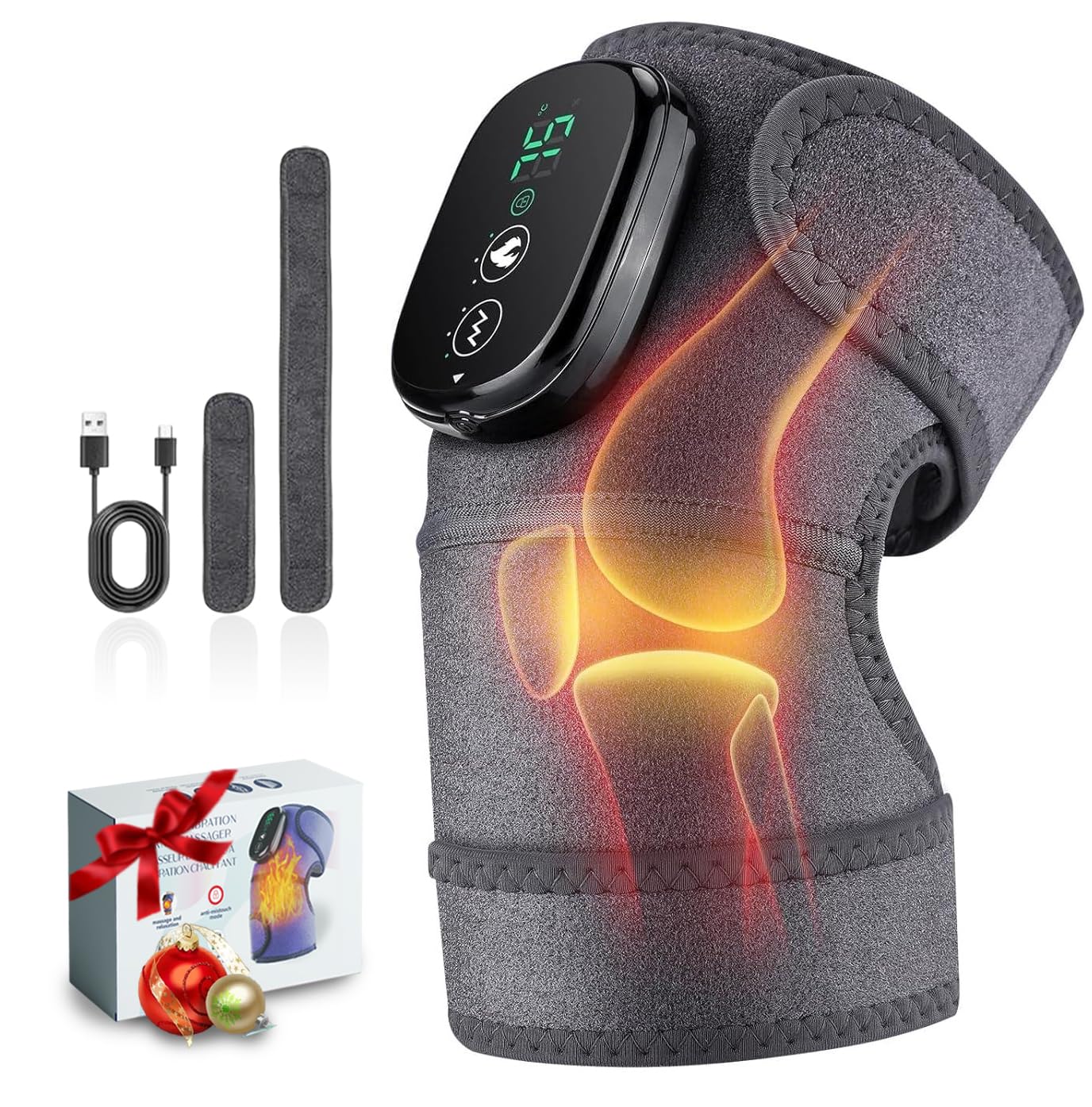NORTHERN BROTHERS Heated Knee Massager - Knee Massager with 3 Vibration Modes and 3 Heat Levels Gifts for