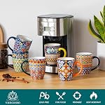vancasso 16 oz Coffee Mugs Set of 6, Large Ceramic Mug with Handle, Boho Coffee Cups for Latte, Cappuccino & Hot Chocolate, Dishwasher & Microwave Safe Gift Set, Series SIMI