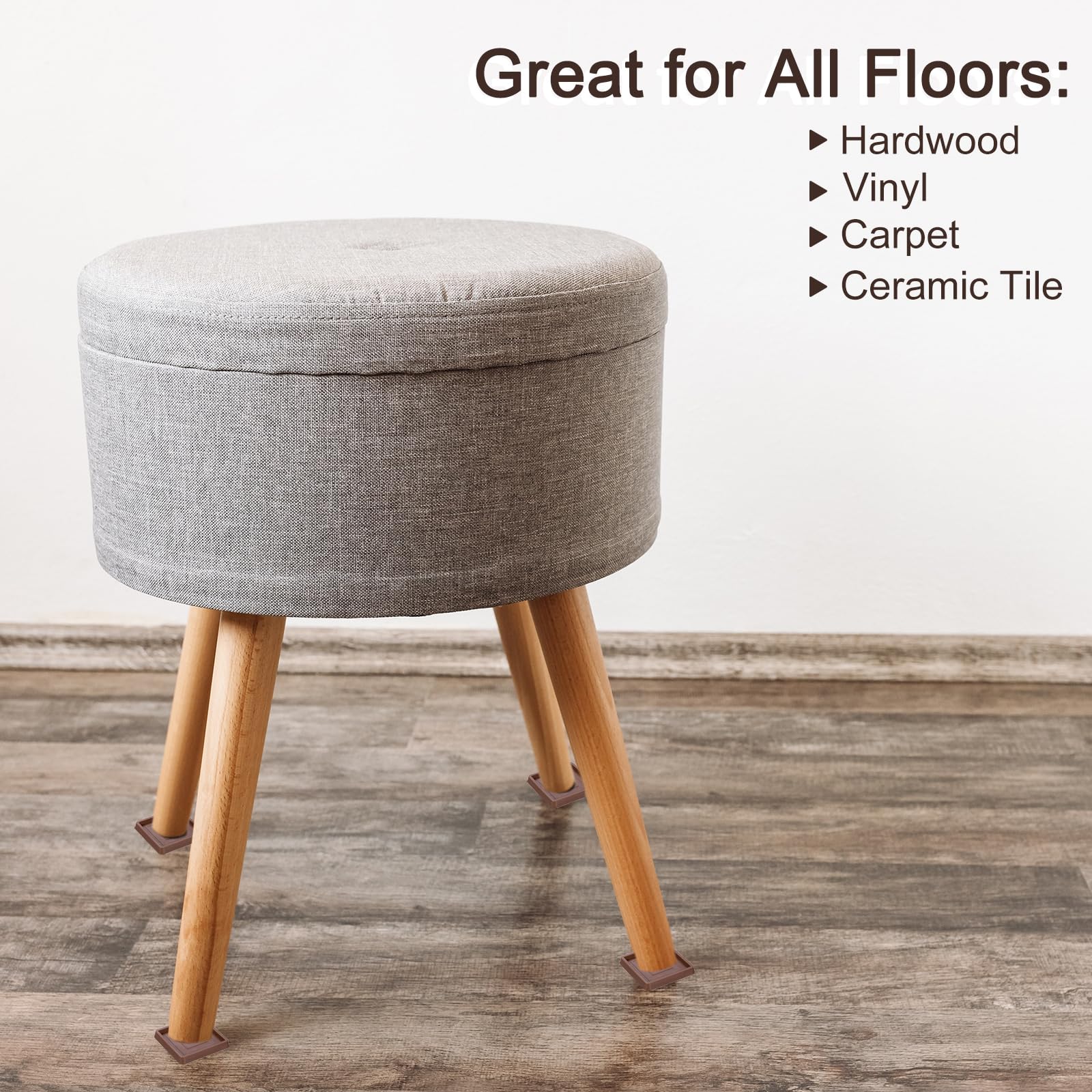 uxcell Chair Leg Floor Protectors, 4Pcs 3.5", Rubber Square Non-Slip Furniture Pads - Image 4