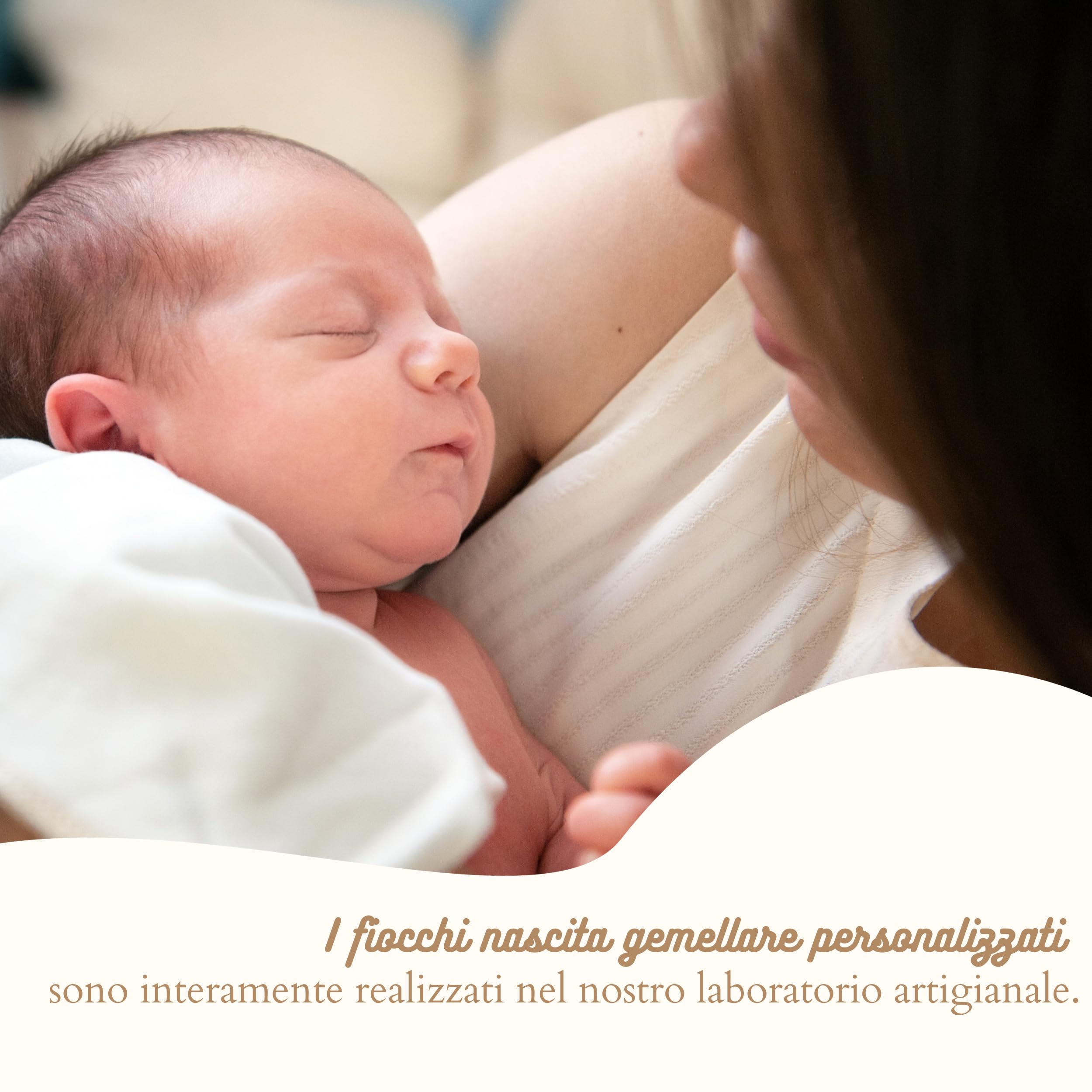 COCCOLE - Fiocco Nascita Bimbo Personalizzato Gemellare Azzurro - Fiocco Nascita per Gemelli in Tessuto Cotone Piquet - Fiocco Nascita Bimbo Personalizzato da Appendere in Casa e Regalare