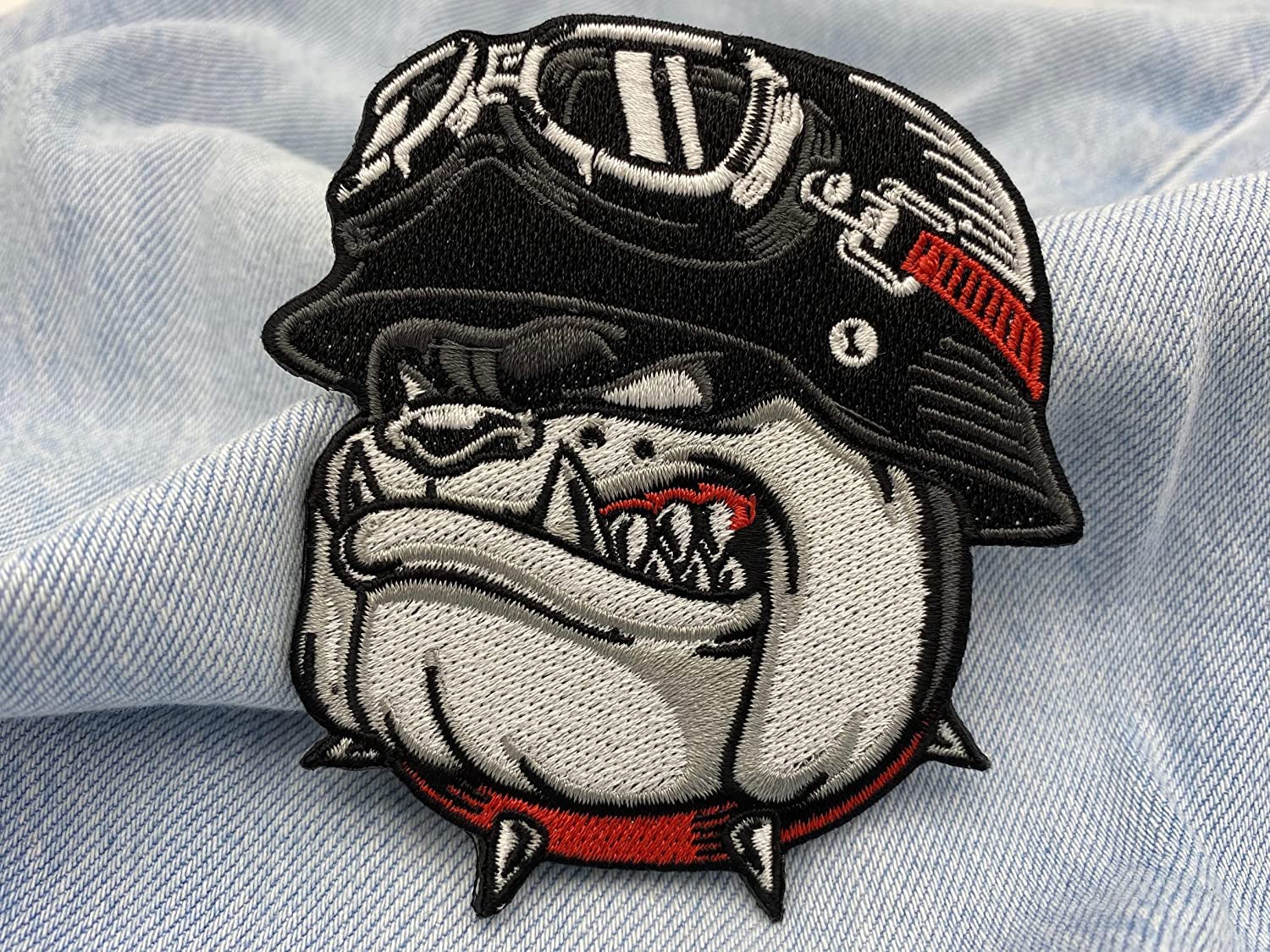 Parche Biker Bulldog Termoadhesivo Para Chaleco De Cuero - Parche De Motociclista (Planchar O Coser)