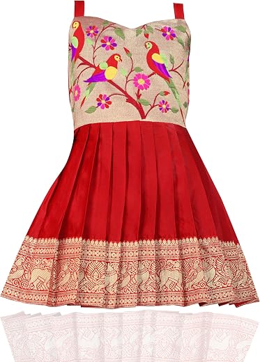 South Indian Traditional Pattu Pavadai Tapeta Silk Frock Dress for Baby Girls
