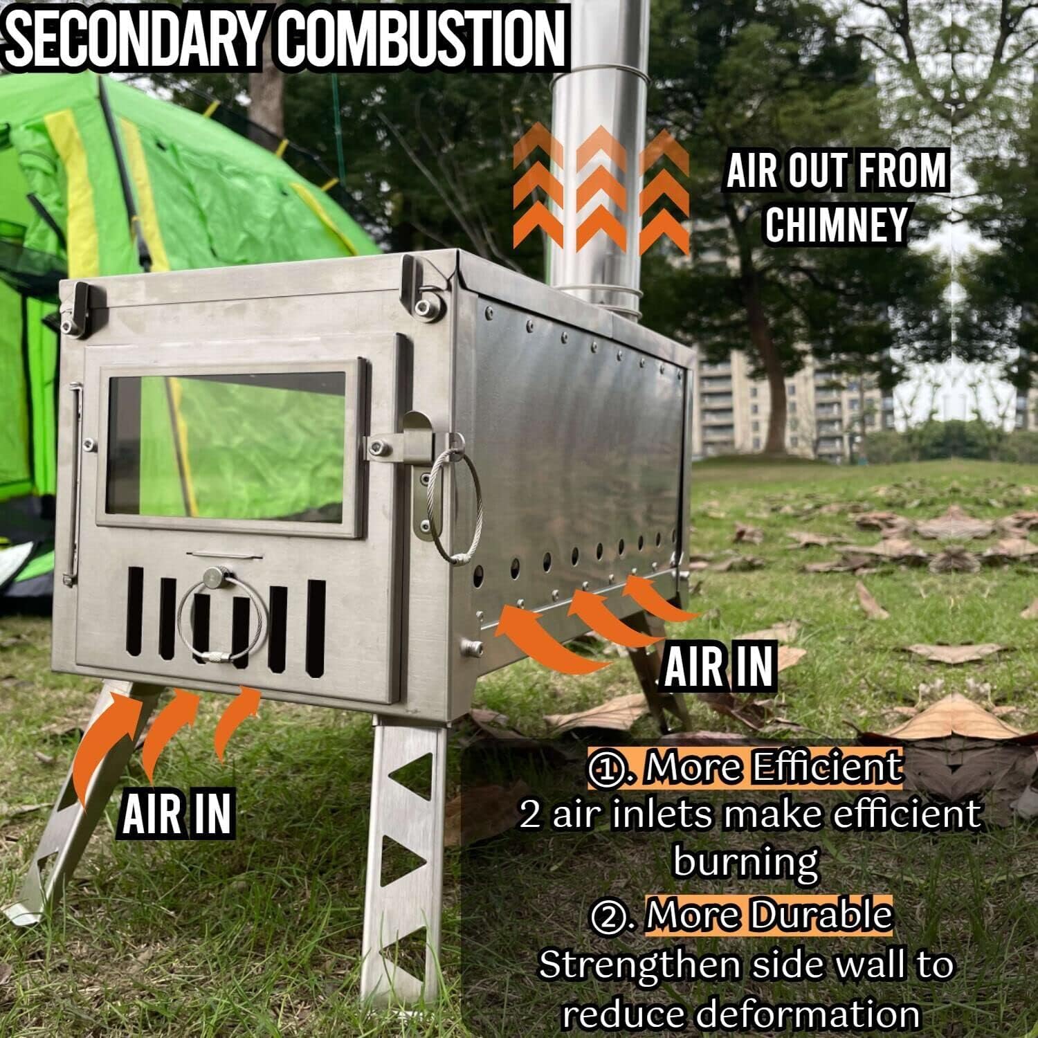 Buy DANCHEL OUTDOOR HS6 Hot Tent Stoves Wood Burning Portable with Reinforced Side, 304