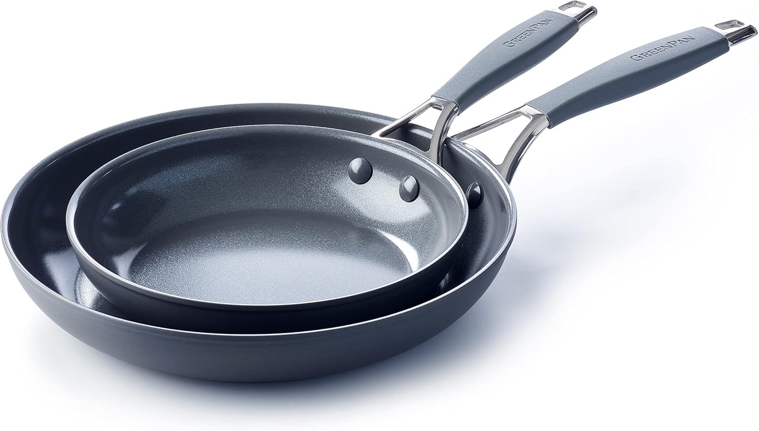 GreenPan York Hard Anodized Healthy Ceramic Nonstick Gray Frying Pan/Skillet Set, 8" and 10": Home & Kitchen