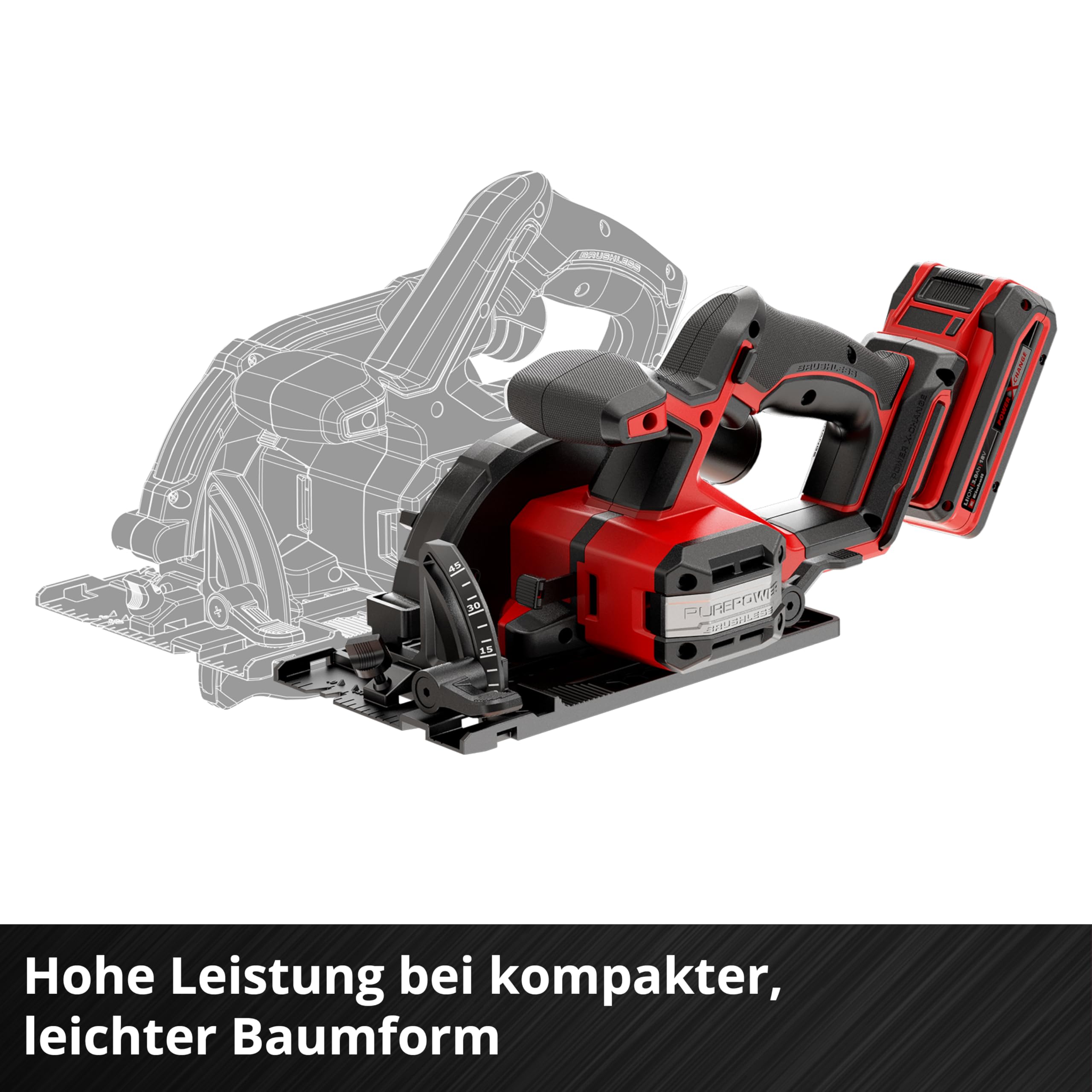 Einhell Professional Akku-Handkreissäge TP-CS 18/136-C Li BL - Solo Power X-Change (18 V, Ø 136 mm Sägeblatt, Brushless, 51 mm Schnitttiefe, werkzeuglose Einstellung, ohne Akku)