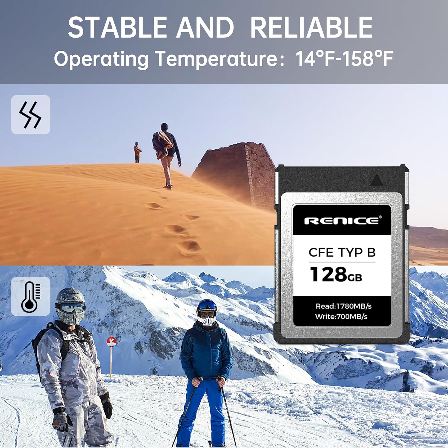 RENICE Professional 128GB CFexpress Type B Memory Card,Up to 1780MB/s Read,RAW 6K HD Video Recording,for Photographers,Videographers