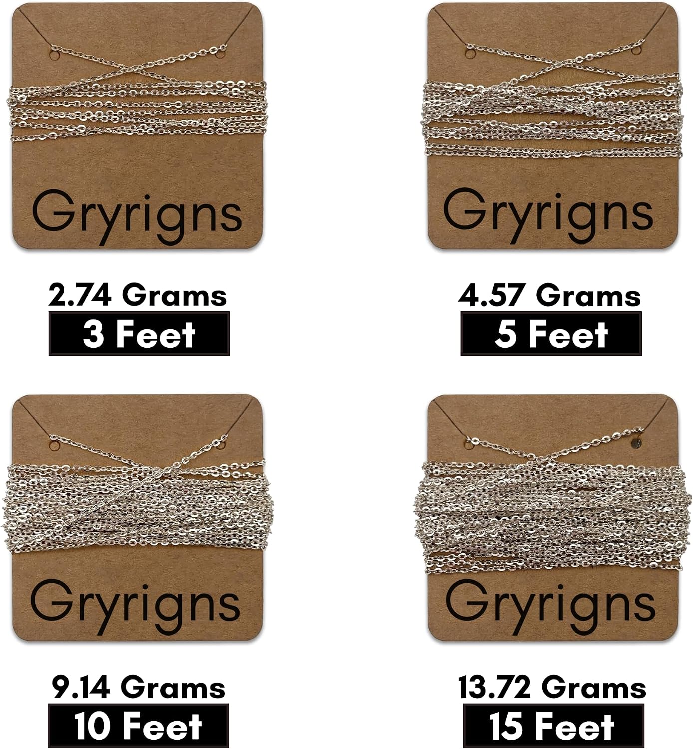 Gryrigns 3Feet 1.4mm 925 Sterling Silver Flat Cable Chain Link Bulk for DIY Craft Jewelry Making (2.74 Grams)