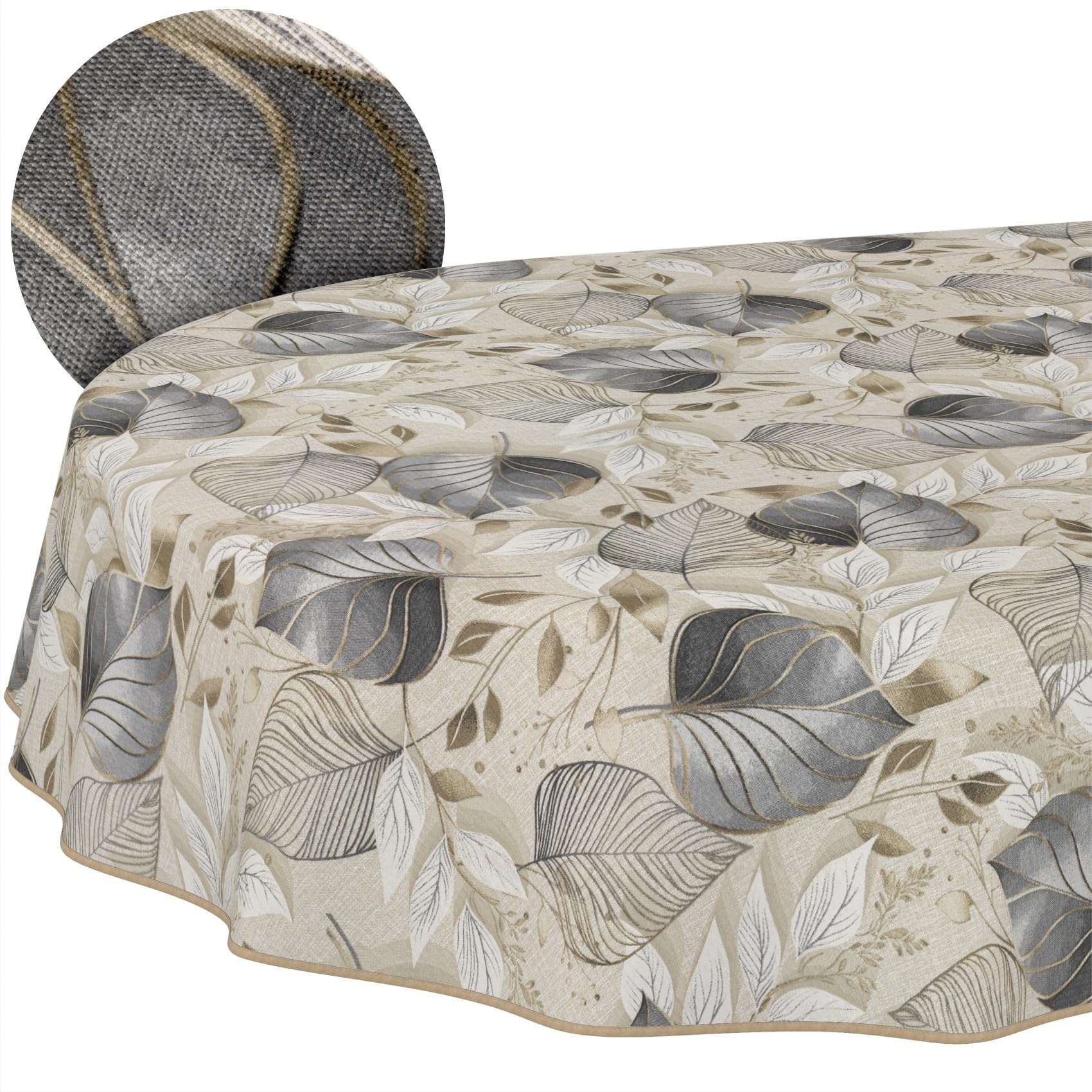 Nappe ovale anti-taches feuilles de palladium en coton 180x140 cm