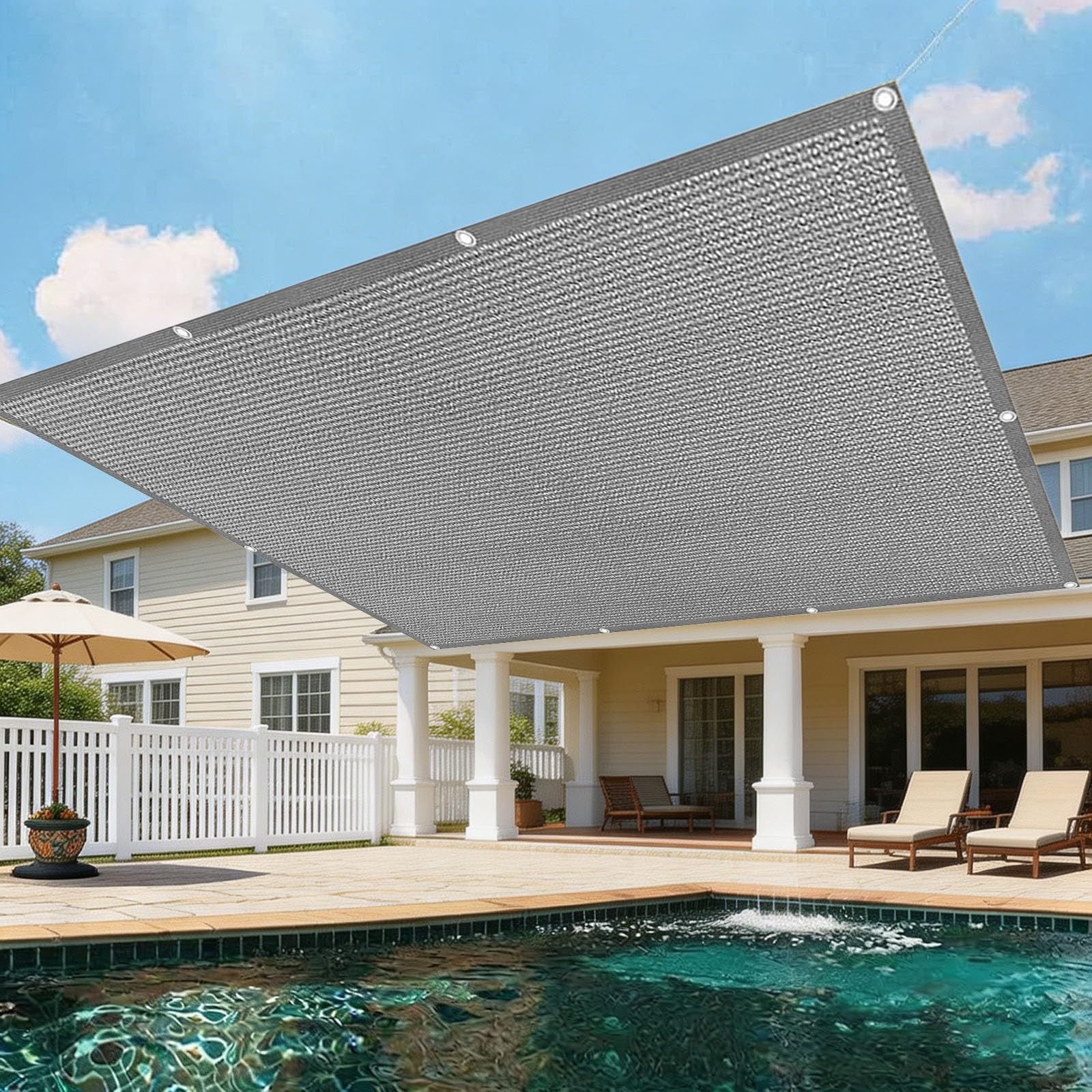 Filet d'ombrage 190 x 190 cm contre la chaleur sur la terrasse
