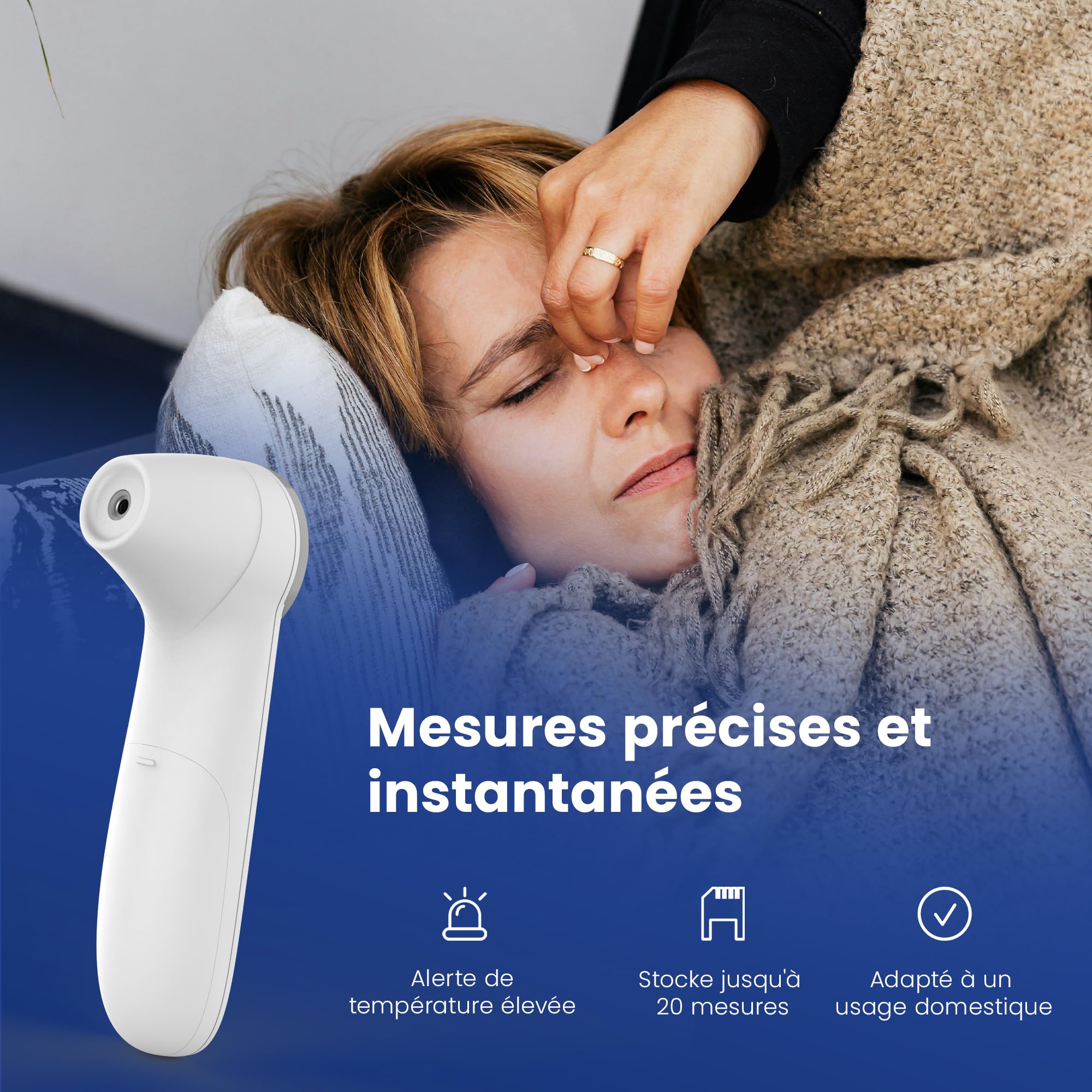 TensCare DigiTemp Wielofunkcyjny termometr na podczerwień dla dzieci, dorosłych i przedmiotów, dokładny i szybki, wyświetlacz LED, funkcja pamięci, bezpieczny, higieniczny, z przełącznikiem