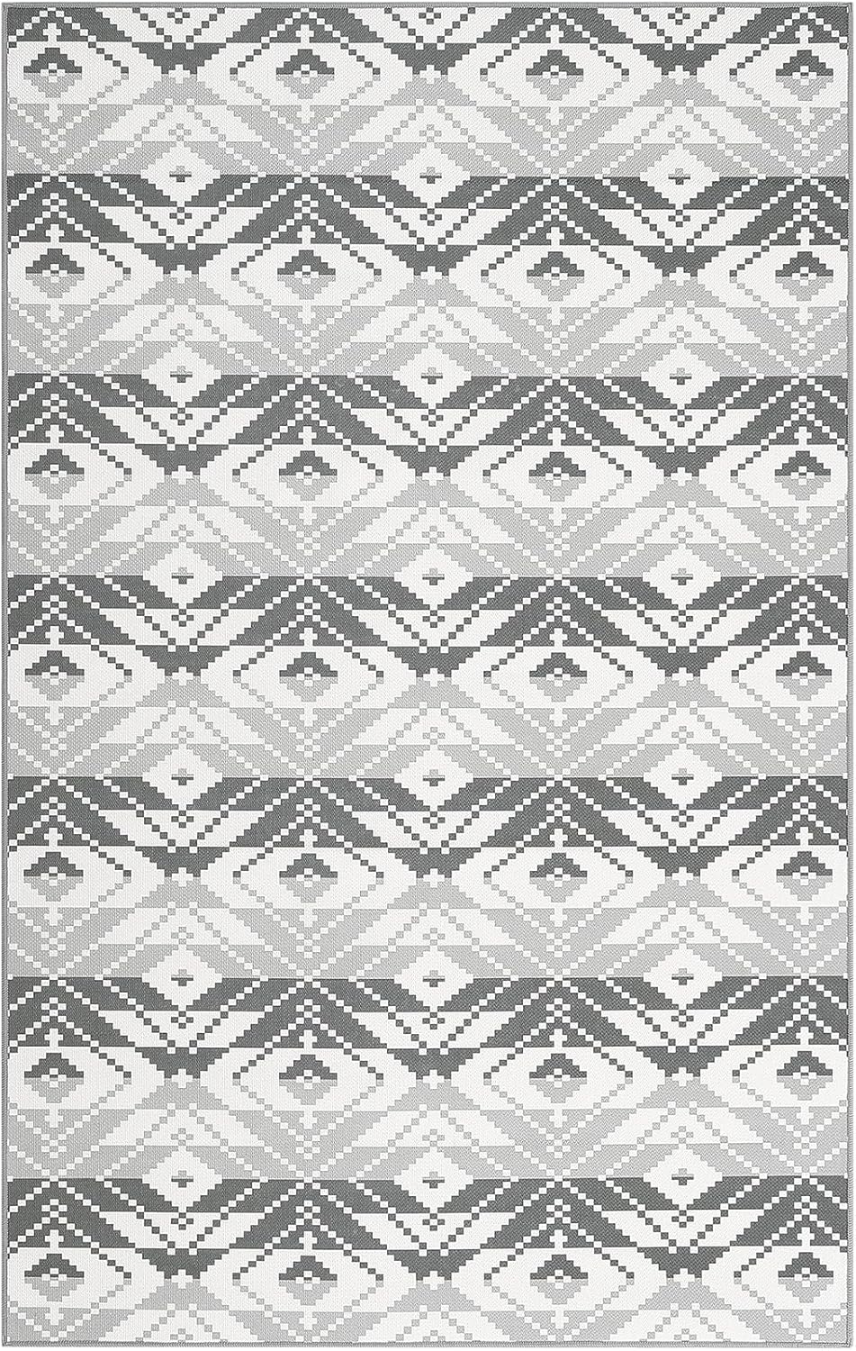 GarveeHome Indoor/Outdoor Area Rug 5x8 Moroccan Geometric Area Rug Non Slip Washable Rug Patio Rug Vintage Easy Clean Rustic Floor Carpet for Living Room Dining Room Kitchen Backyard Porch Black