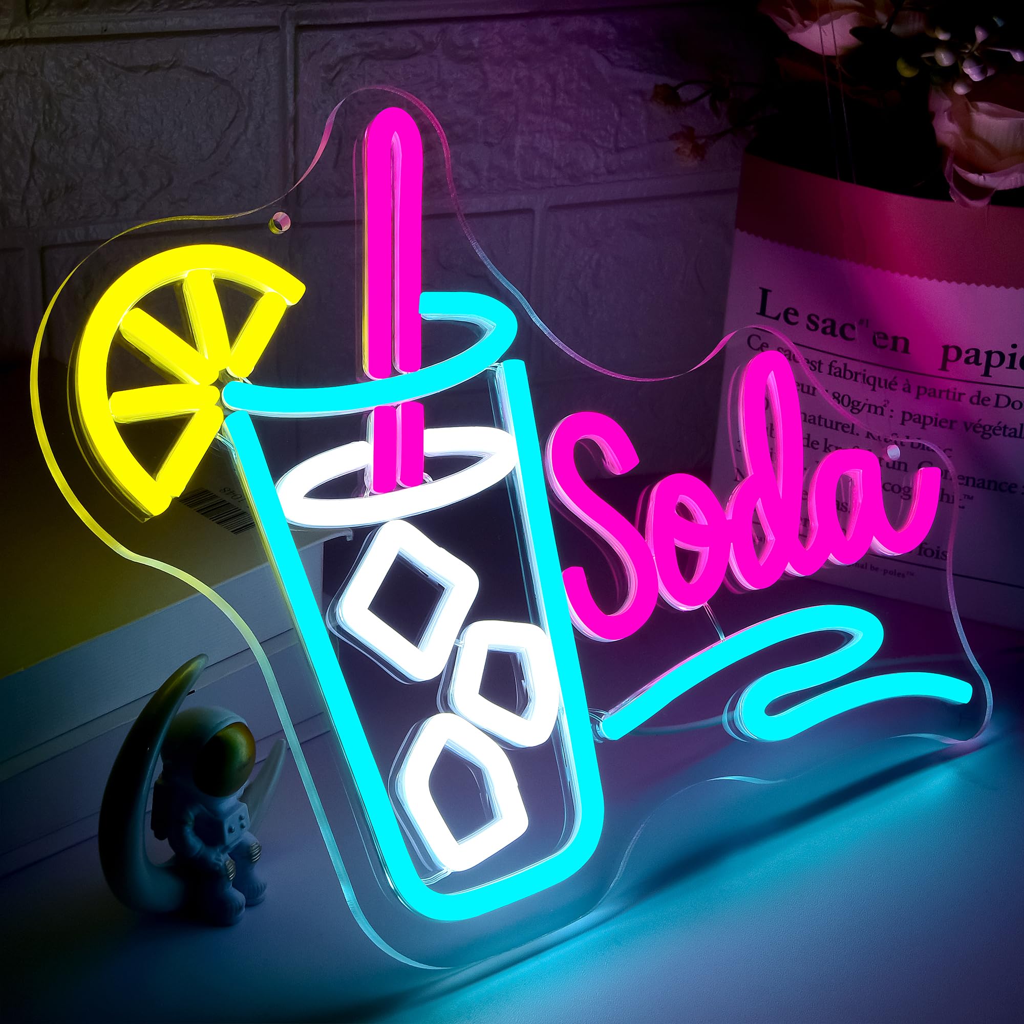 Cartello al neon con soda per decorazione da parete, dimmerabile, luce al neon per uomo, grotta, LED, per negozi, bar, birrerie, feste, cucina, ristorante, regalo di Natale e compleanno, dimensioni 32
