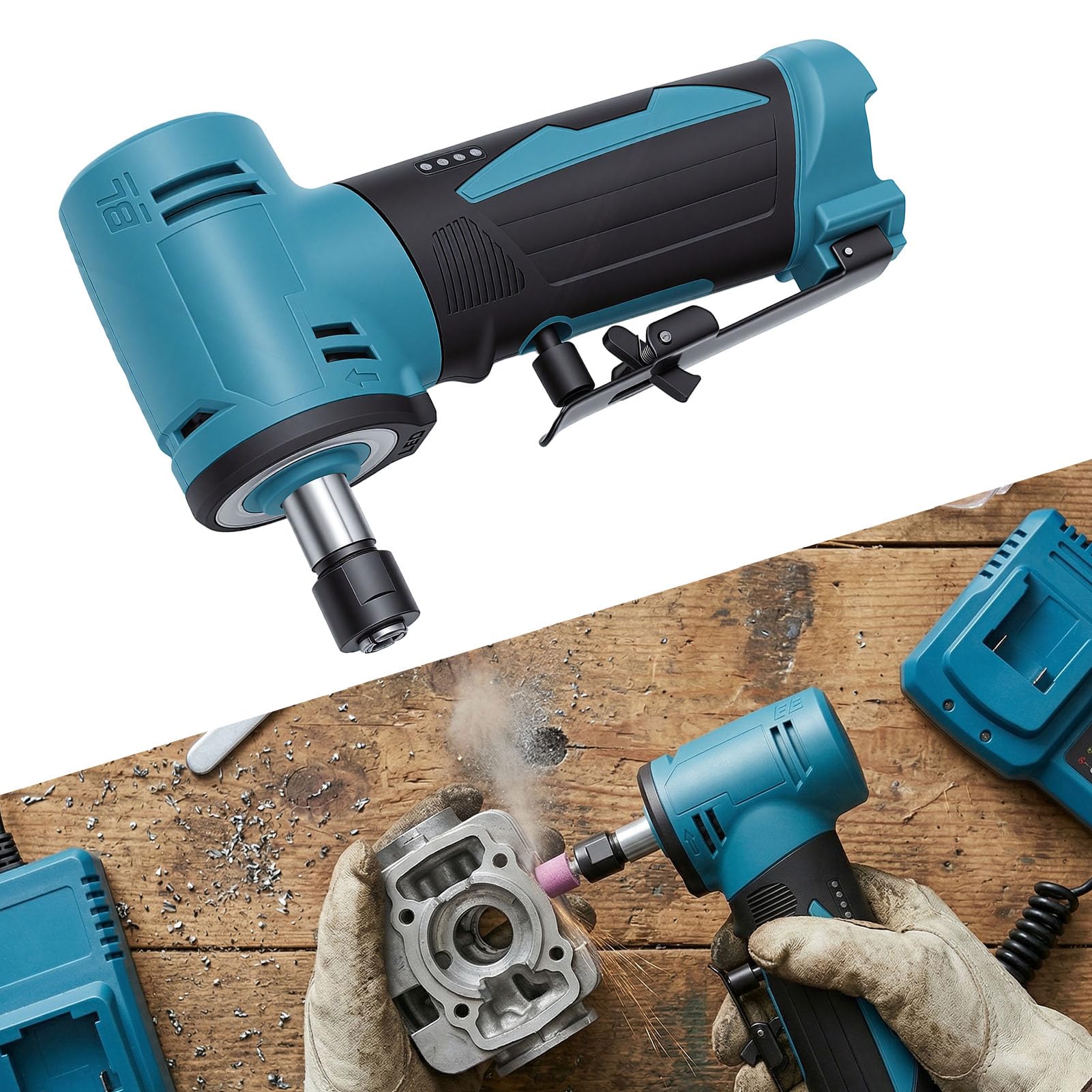 Amoladora Recta, Amoladora de Velocidad Variable de 0-24500 Rpm con Portabrocas de 1/4" para Pulir, Desbarbar y Pulir, Herramienta de Molienda Rotativa Portátil Profesional