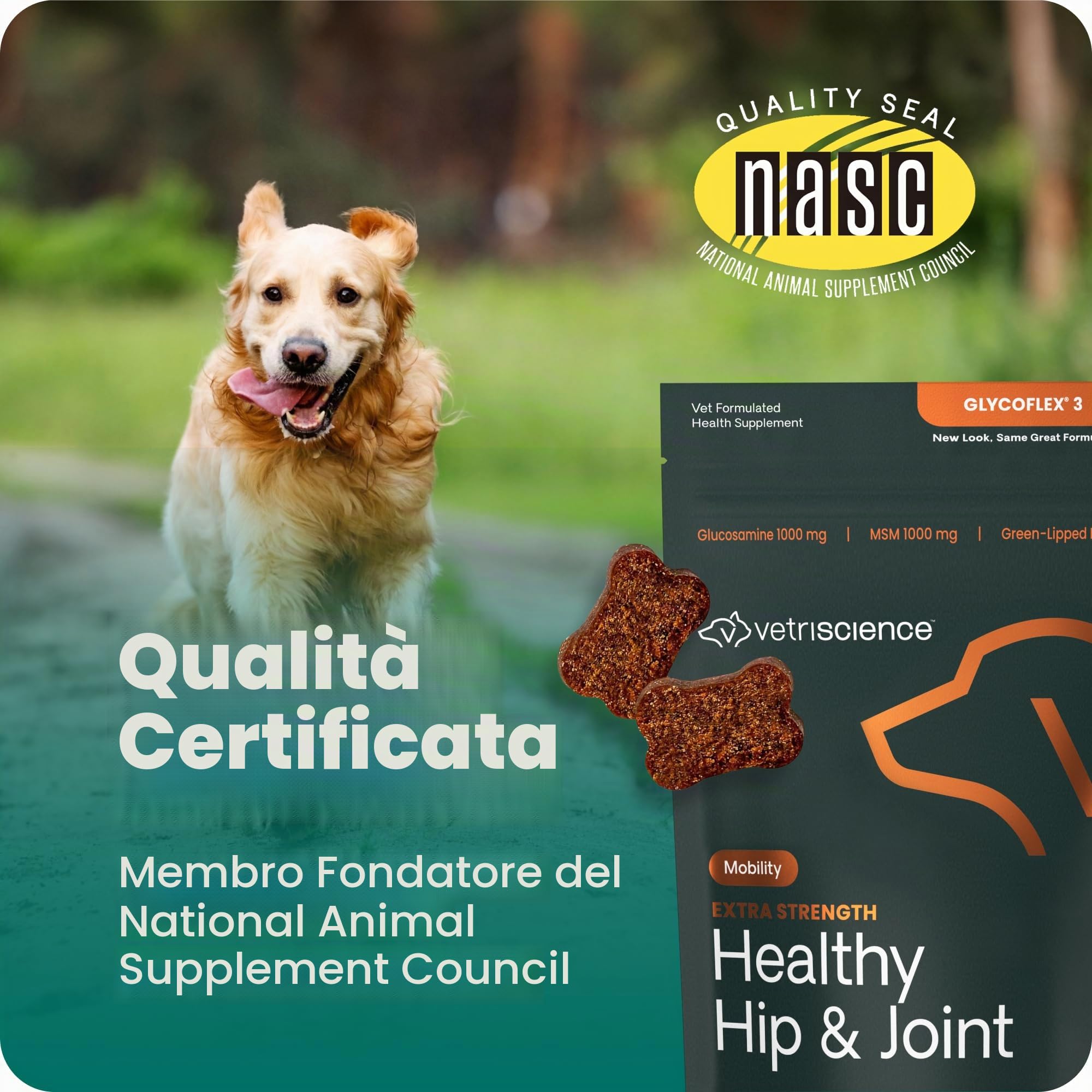 Vetri-Science Laboratories Glycoflex 3 sui Fianchi e Supporto articolare per Cani, 120 Bite Sized Chews, 30.69