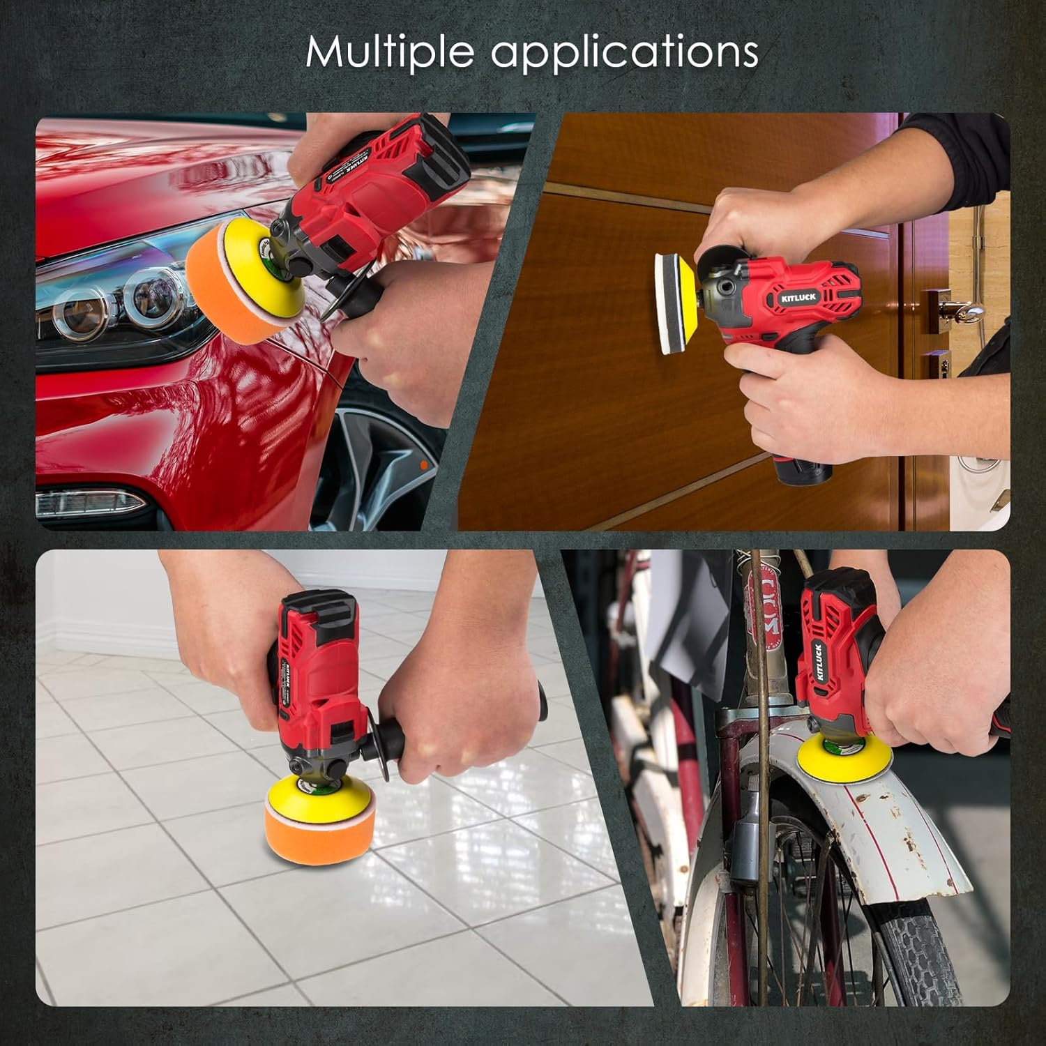 Cordless Buffer Polisher, 12V Mini Wax Buffer & Sander with 2 X 2.5Ah Battery & Charger, 1/2/3" Backing Plate, 40pcs Polishing Pads, Variable Speed for Car Detailing/Buffing/Sanding/Waxing - Image 7