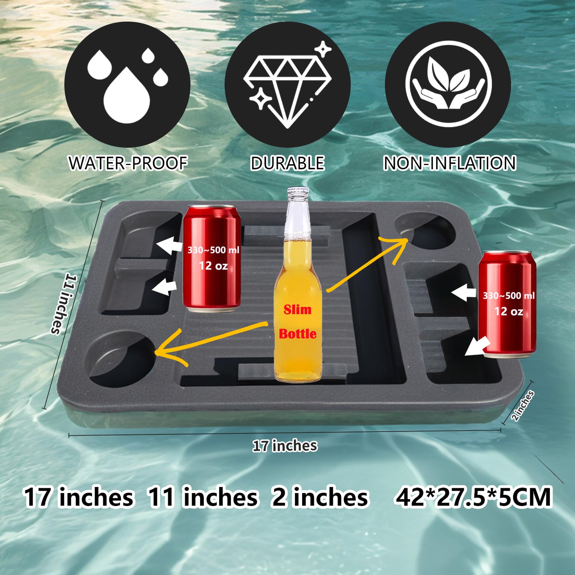 Portabevande galleggiante per piscina e vasca idromassaggio, tavolo da portata portatile, accessorio intelligente per il nuoto, versatile bar di ristoro per feste