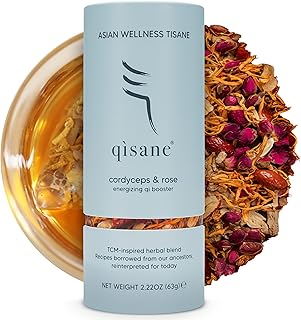 qìsane Cordyceps Tea Bags with Dried Rose Buds - Adaptogenic Cordyceps Mushroom Flowers, Dried Roses, Astragalus Root & Codonopsis Root Helps Boost Qi & Balance Body & Spirit - 10 sachets (~30 cups)