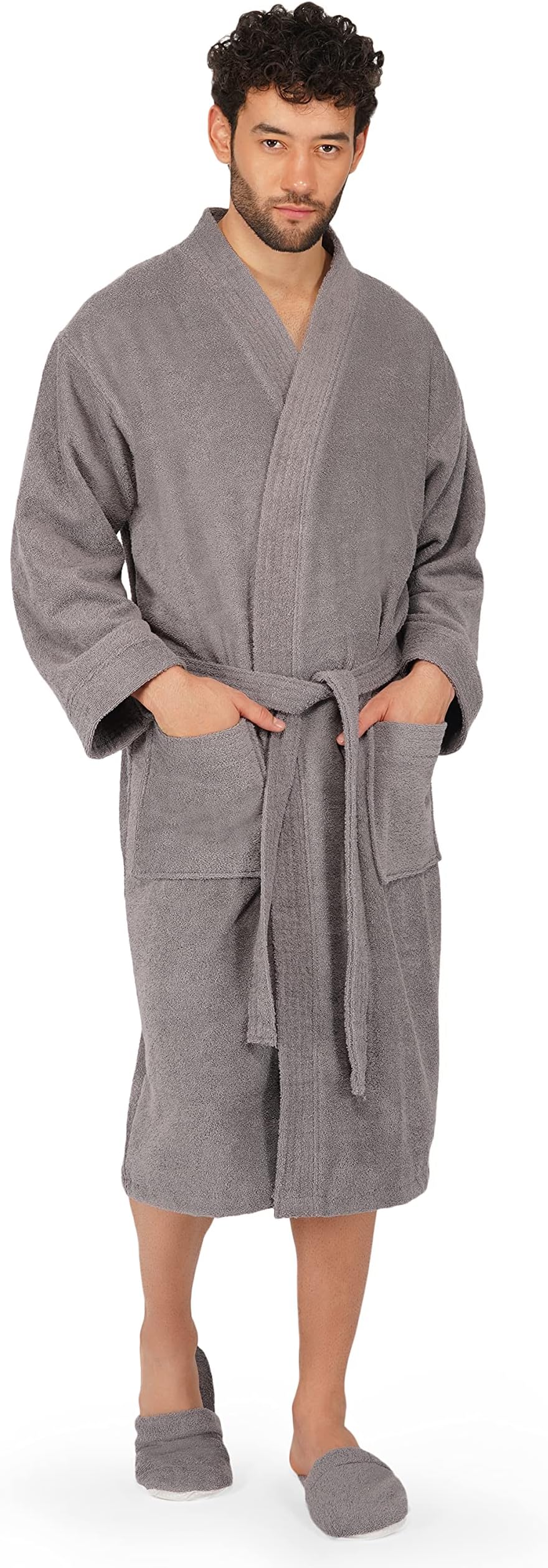 Buy Amazon Brand Solimo 100 Cotton Unisex Bathrobe, Ash Grey, Medium