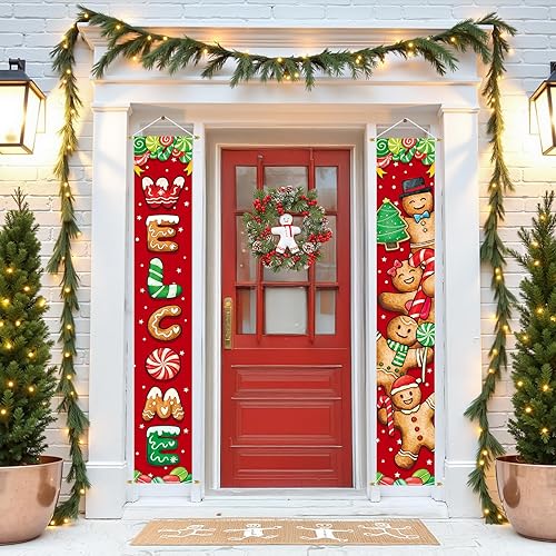 Miniatura 19 de Ivenf Juego de carteles de Navidad para porche, pancartas verdes, decoraciones colgantes de Navidad para el hogar, exterior, interior, pared, puerta