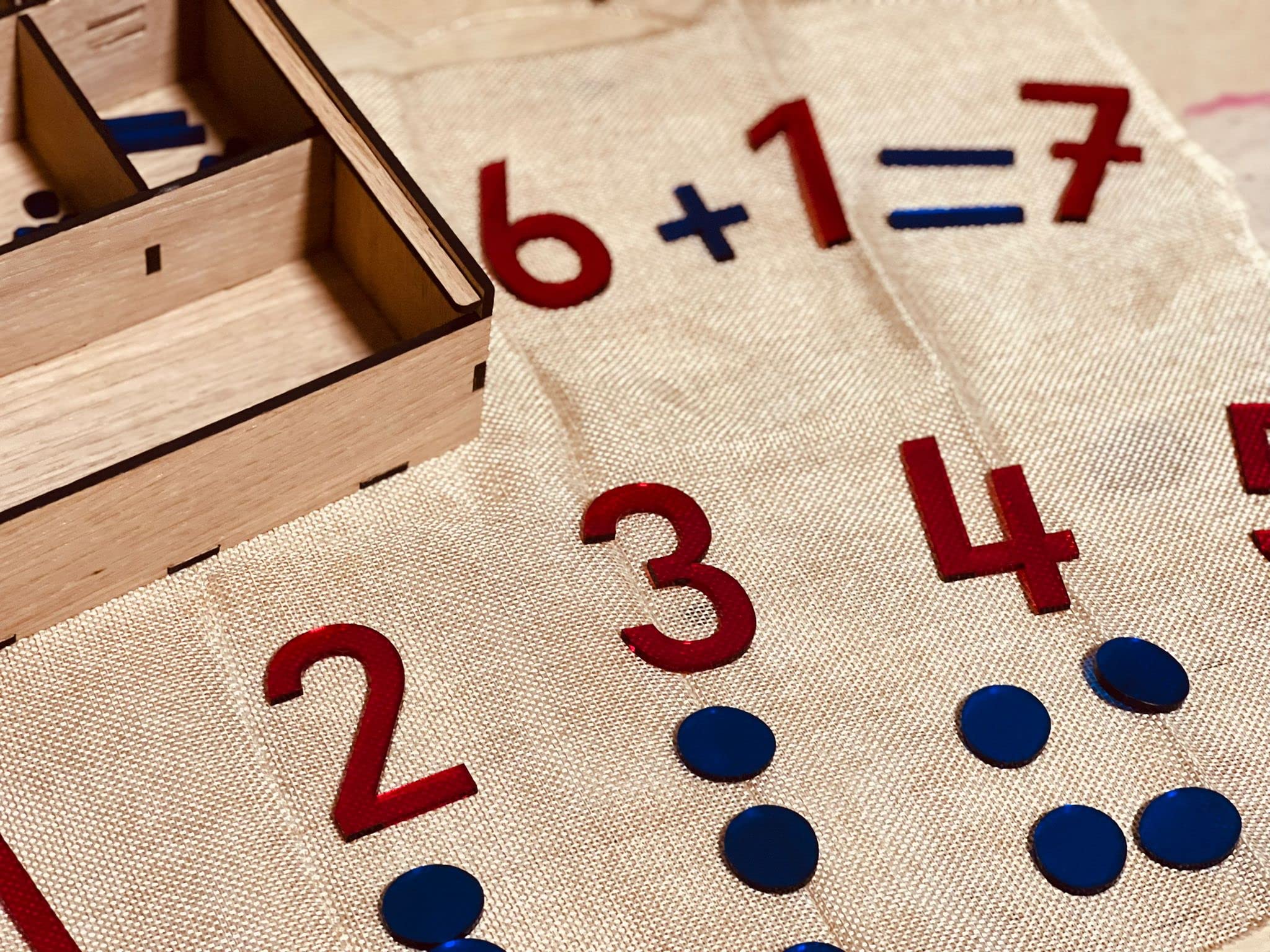 Scatola dei Numeri Montessori – Materiale Educativo per la Matematica | Numeri in Metacrilato Trasparente per Tavolo Luminoso | Ideale per Prime Operazioni e Apprendimento Visivo