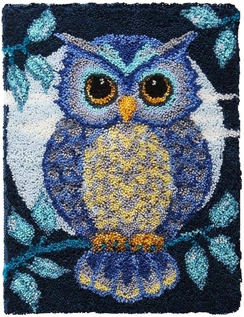 SKTWOE Latch Hook Carpet Kit for Adults Kids Beginners DIY Owl Handmade Rug Tapestry Kits Embroidery Rug Making Kits Home Decoration Craft Gift 52Cmx38cm